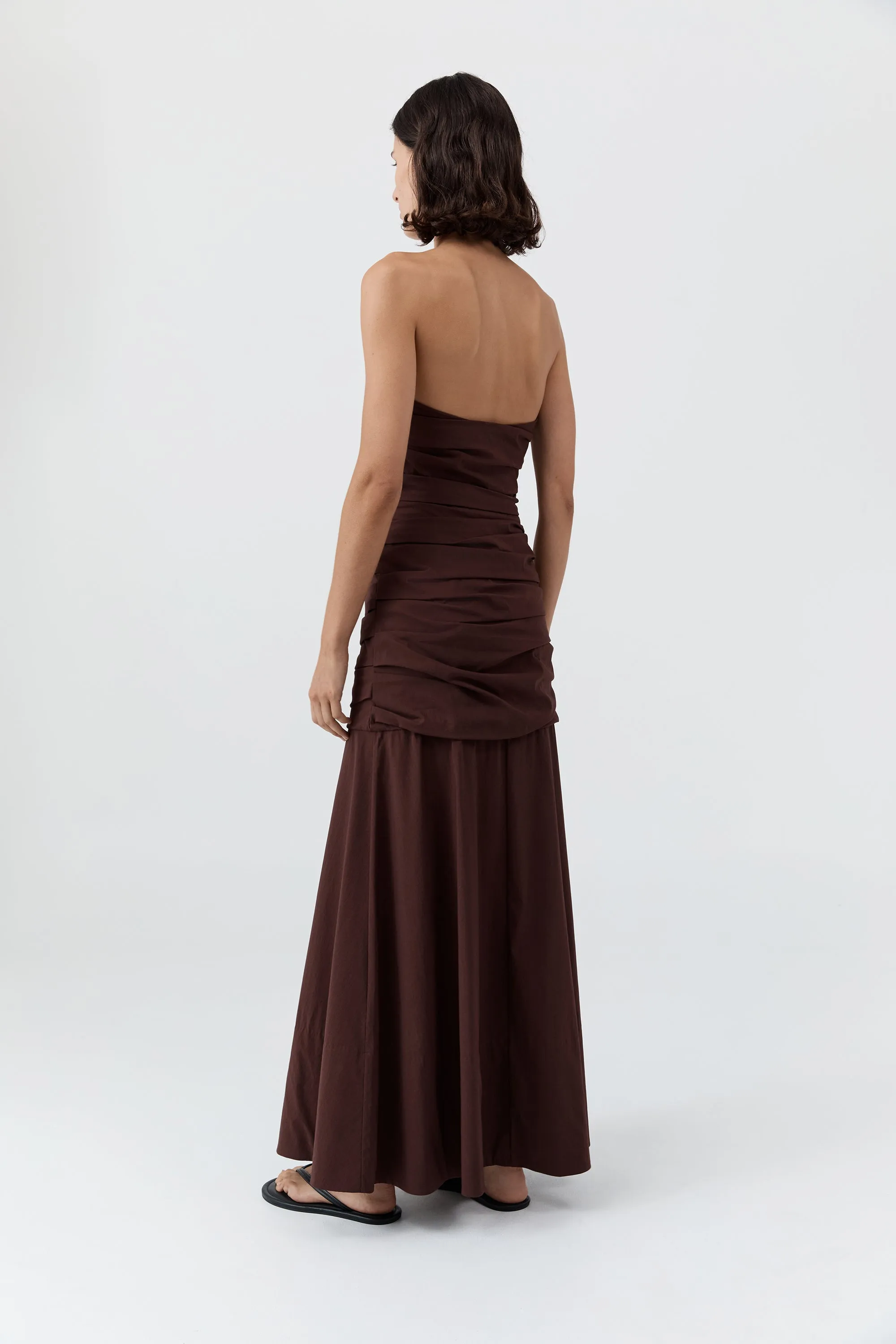 Gathered Strapless Longline Dress - Liqueur sold by St. Agni product image thumbnail 4