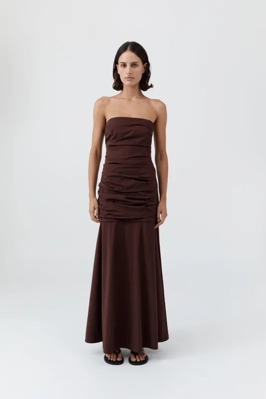 Gathered Strapless Longline Dress - Liqueur sold by St. Agni