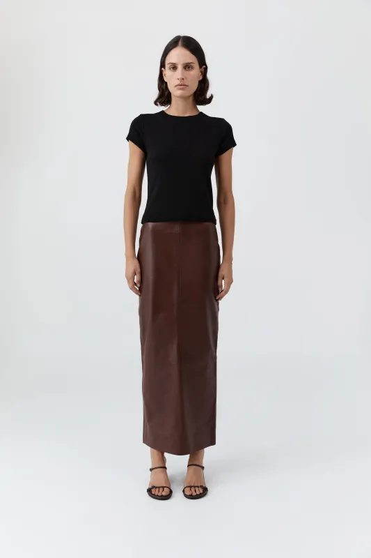 Leather Column Skirt - Rum sold by St. Agni