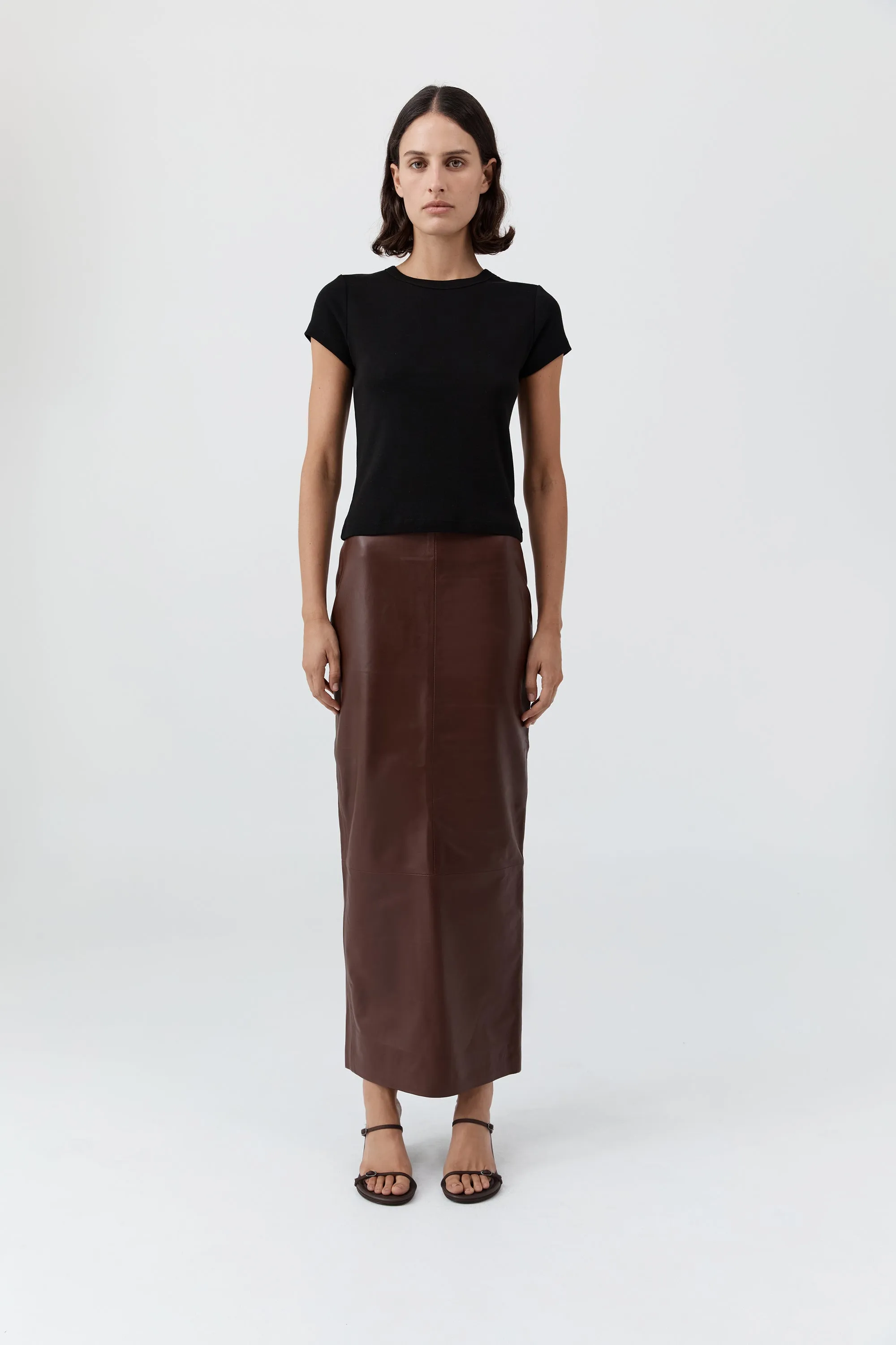 Leather Column Skirt - Rum sold by St. Agni