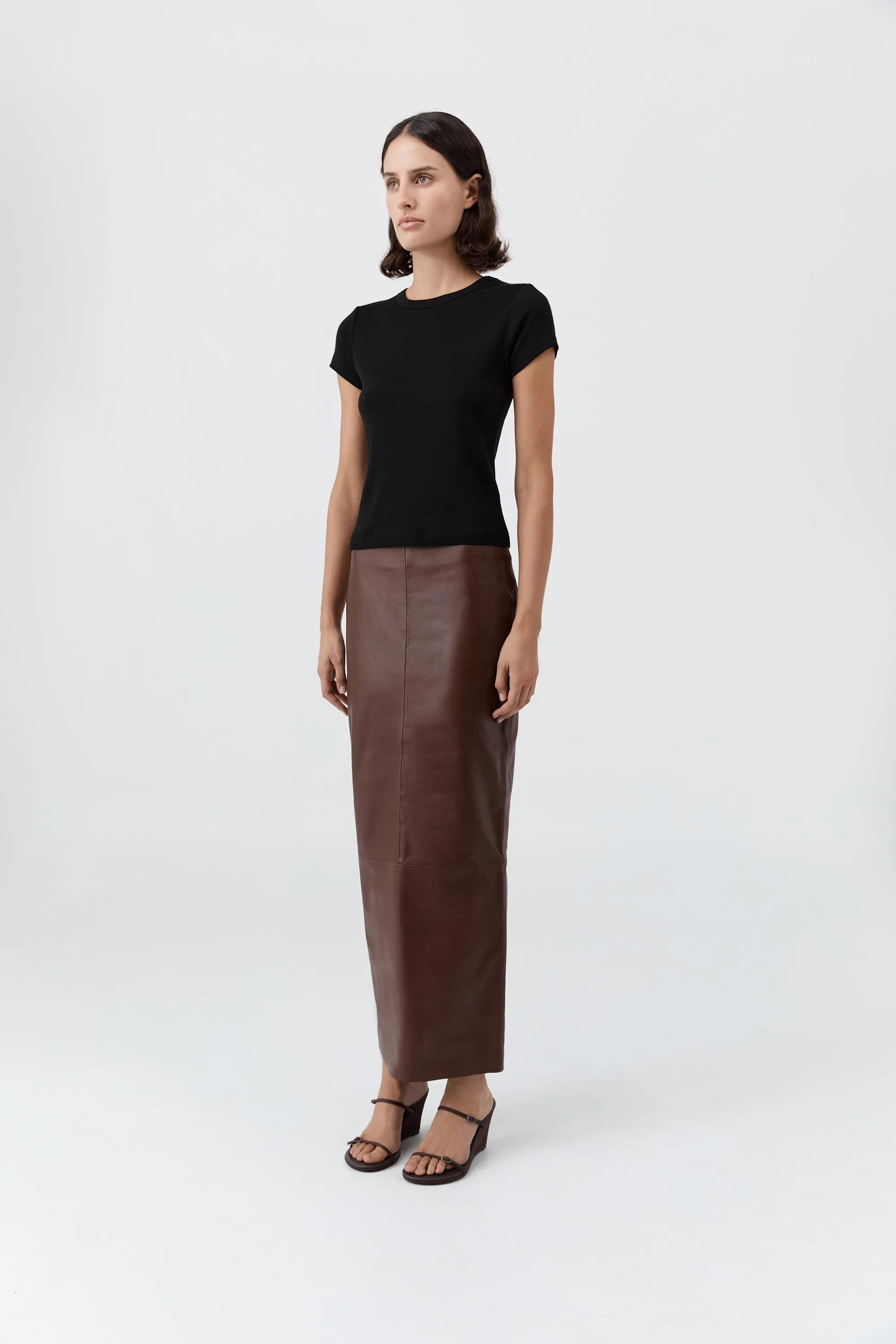 Leather Column Skirt - Rum sold by St. Agni product image thumbnail 2