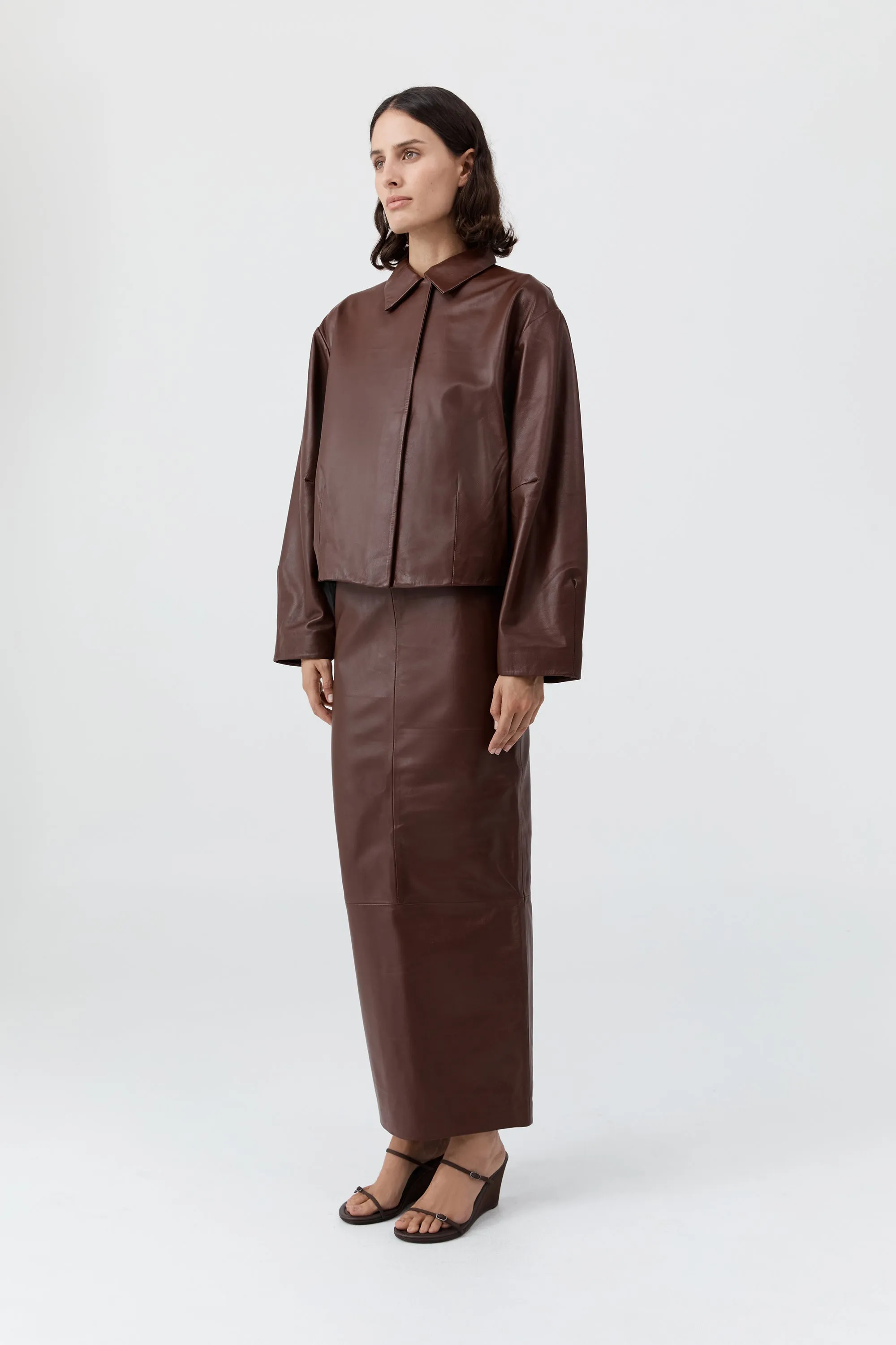 Cocoon Leather Jacket - Rum sold by St. Agni product image thumbnail 5