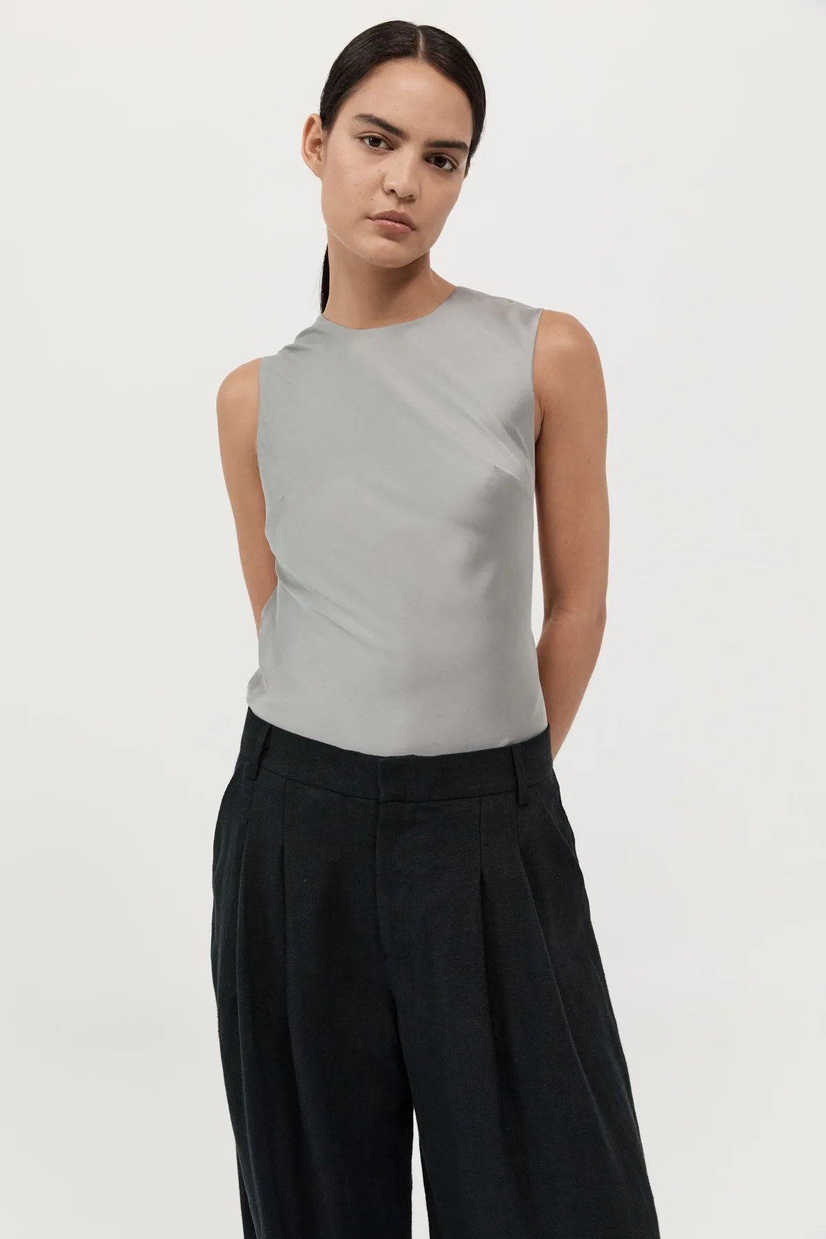 Soft Silk Rouleau Tie Top - Silver sold by St. Agni