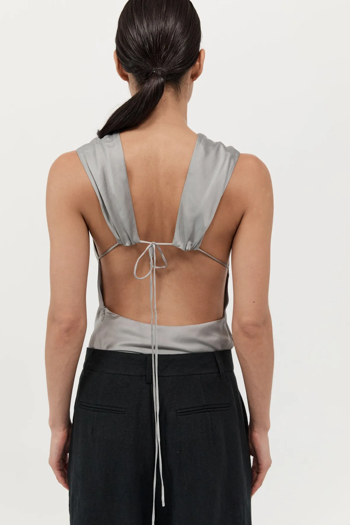 Soft Silk Rouleau Tie Top - Silver sold by St. Agni product image thumbnail 2