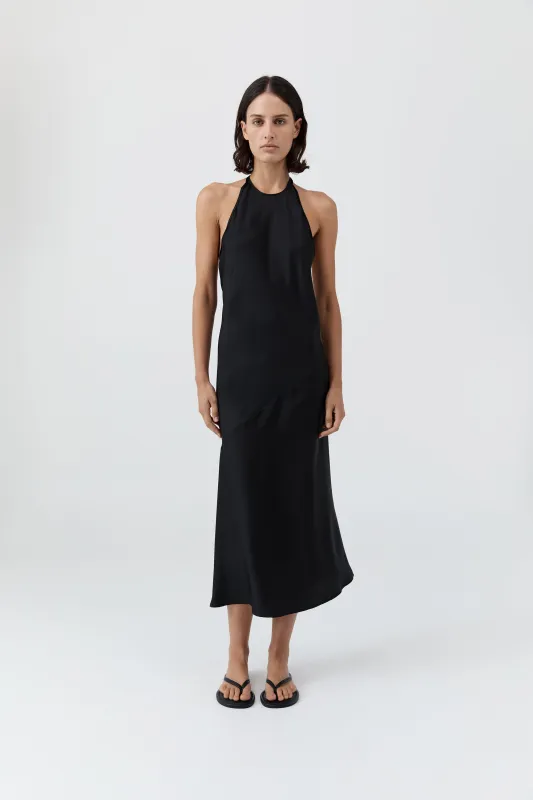 Silk Twill Halter Dress - Black sold by St. Agni