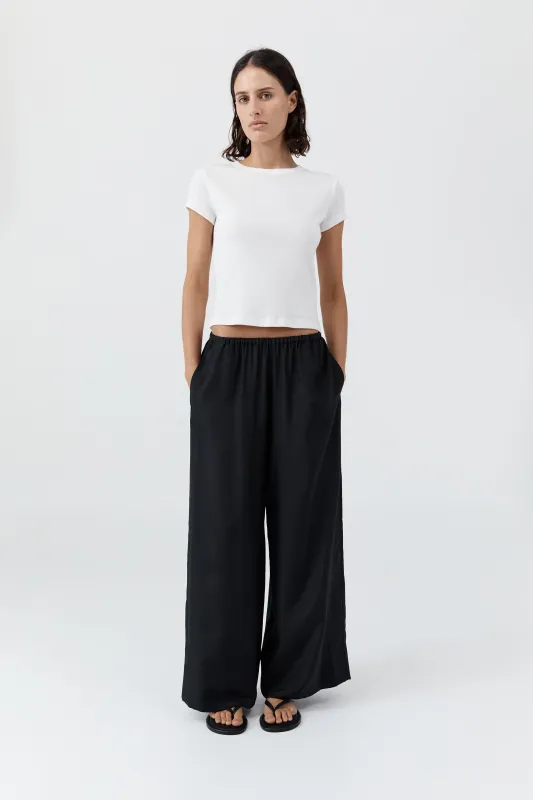 Silk Grid Relaxed Pants - Black made by St. Agni