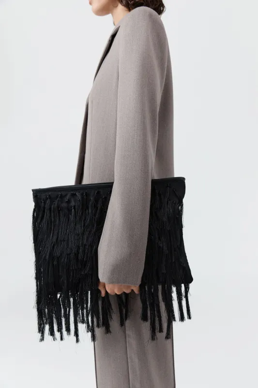 Tassel Oversized Clutch - Black sold by St. Agni