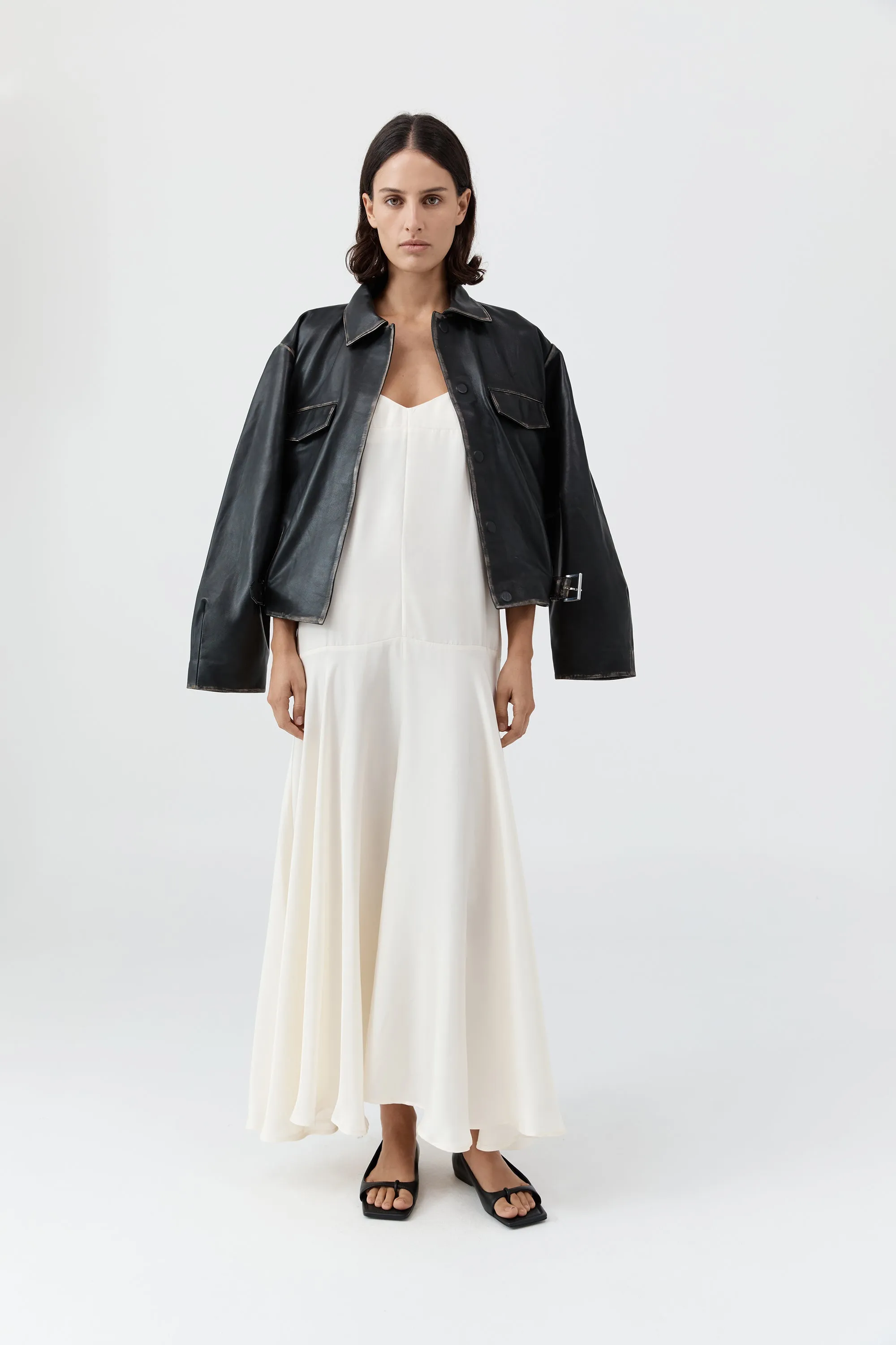 Silk Twill Relaxed Slip Dress - Milk sold by St. Agni product image thumbnail 2