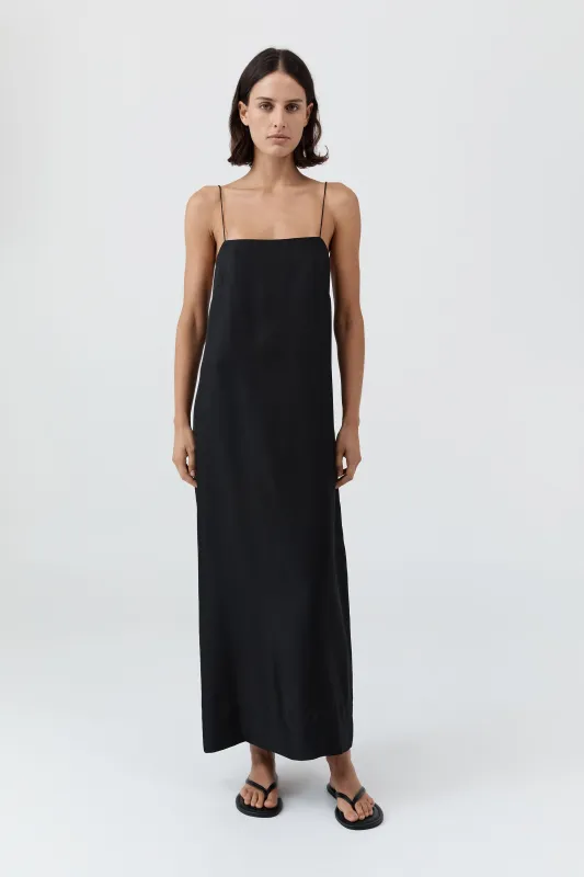 90s Silk Twill Slip Dress - Black sold by St. Agni