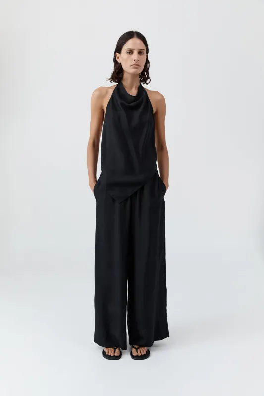 Silk Grid Halter Top - Black sold by St. Agni