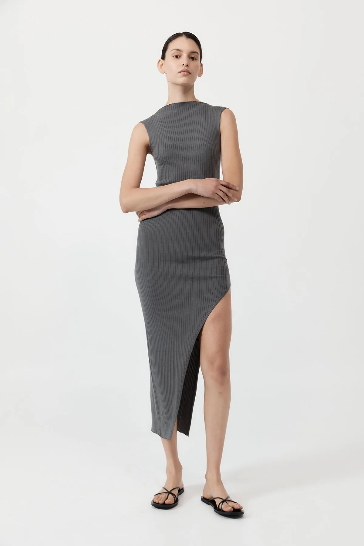Cut Away Knit Dress - Stone Grey sold by St. Agni product image thumbnail 4
