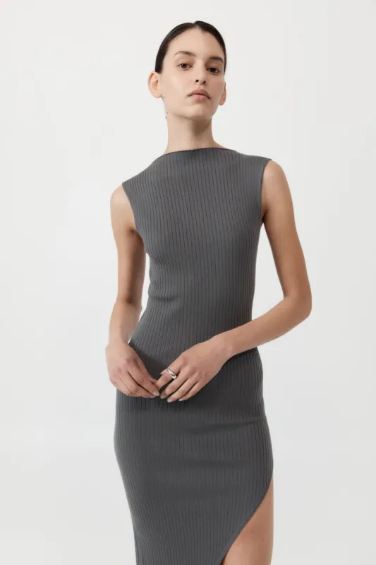 Cut Away Knit Dress - Stone Grey sold by St. Agni