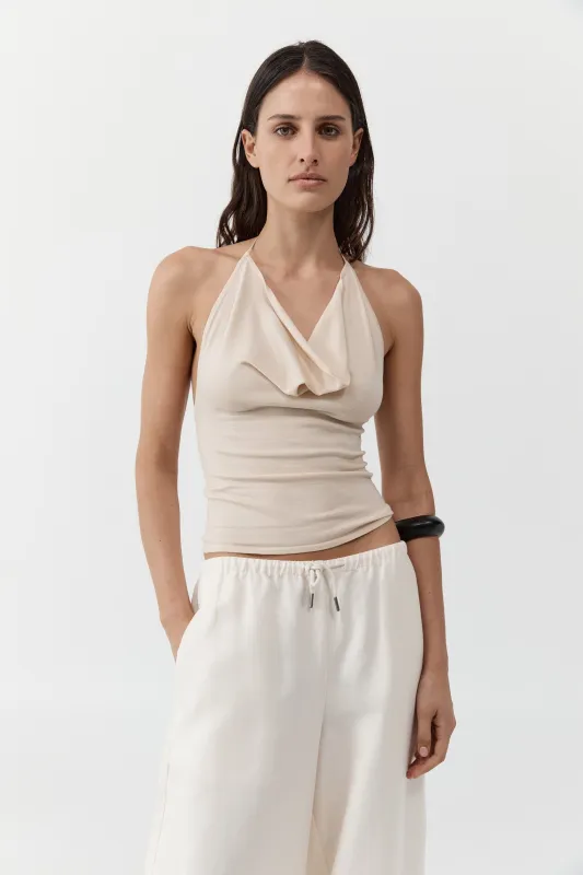 Cowl Halter Knit Top - Shell sold by St. Agni