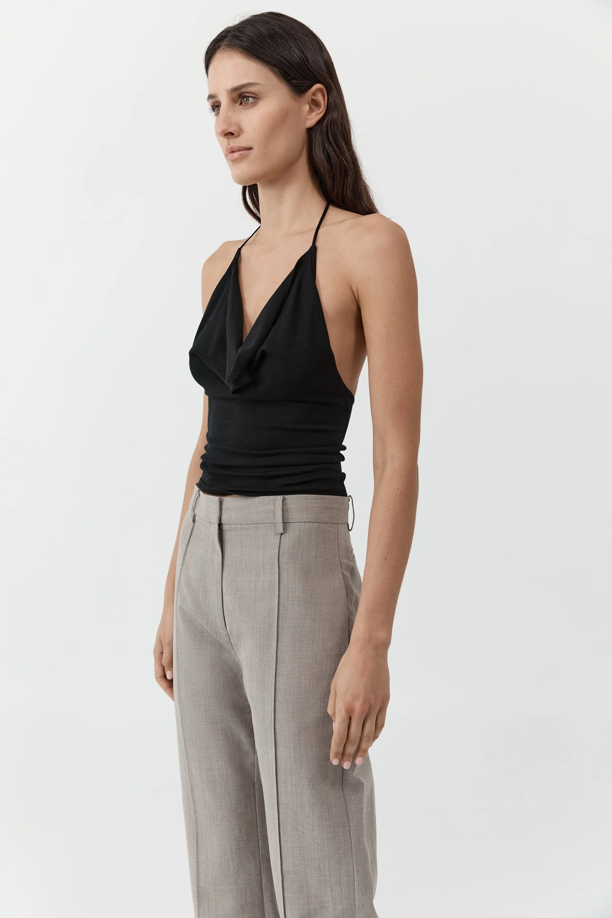 Cowl Halter Knit Top - Black sold by St. Agni product image thumbnail 2