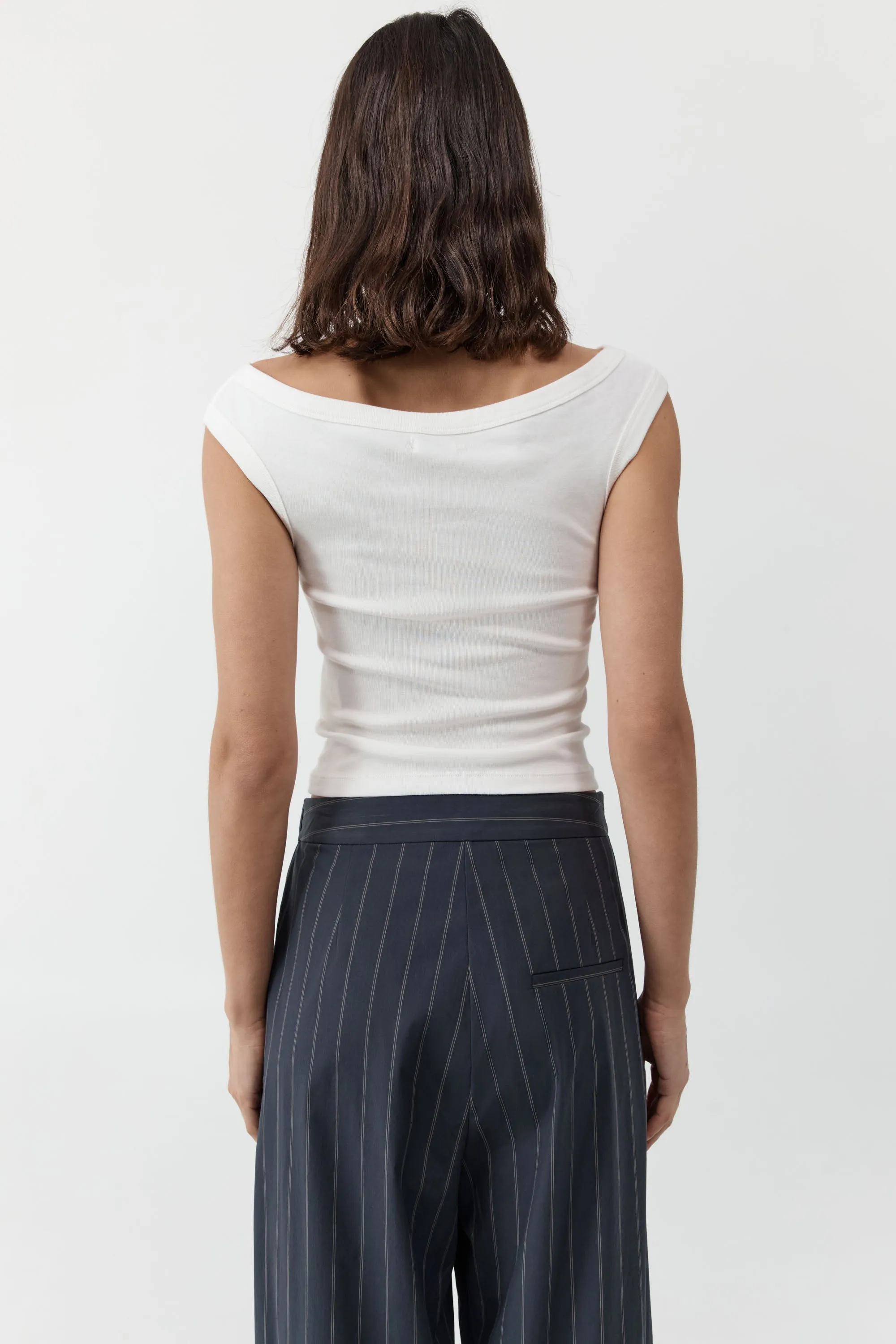 Organic Cotton Off Shoulder Top - White sold by St. Agni product image thumbnail 5