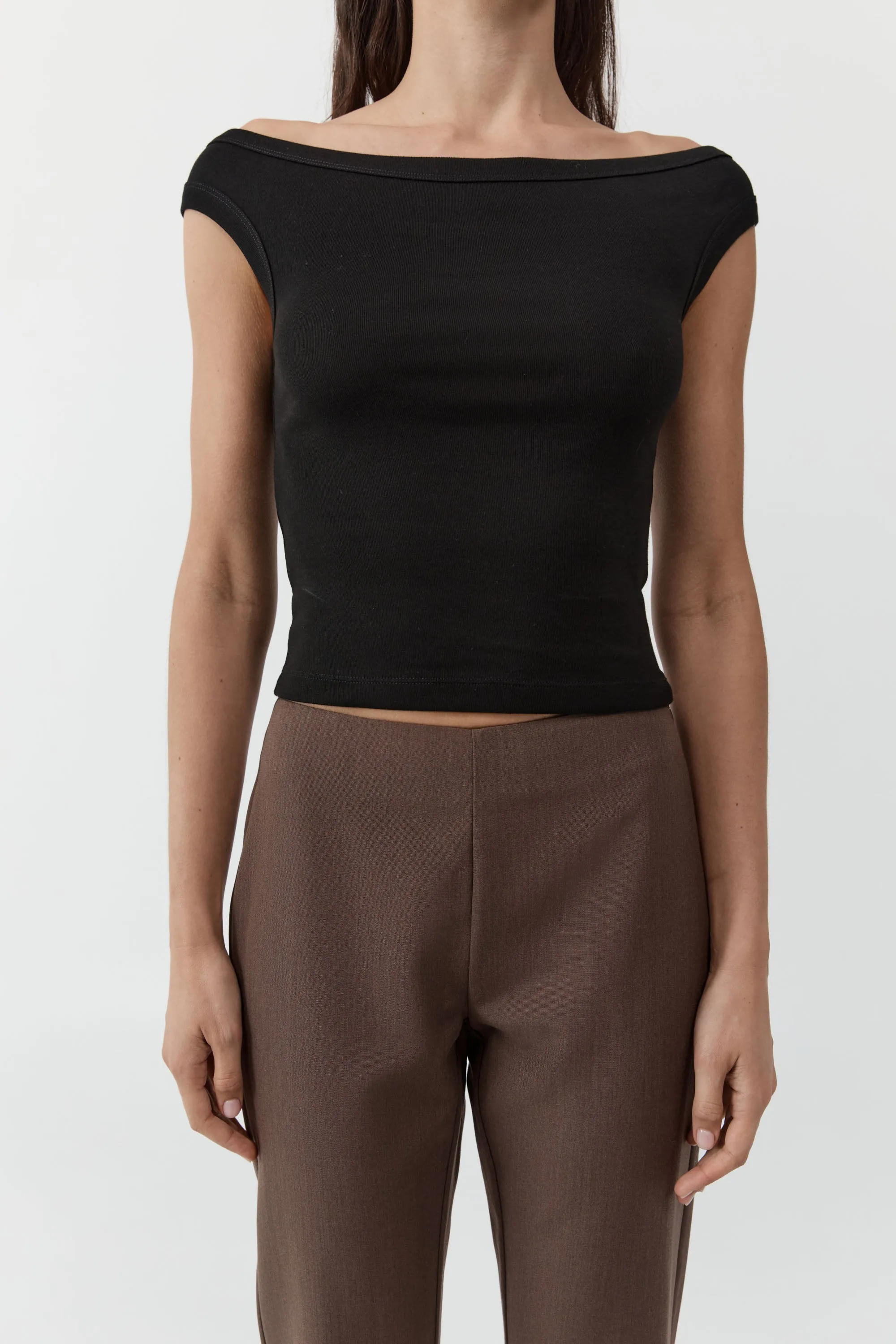 Organic Cotton Off Shoulder Top - Jet Black sold by St. Agni product image thumbnail 3