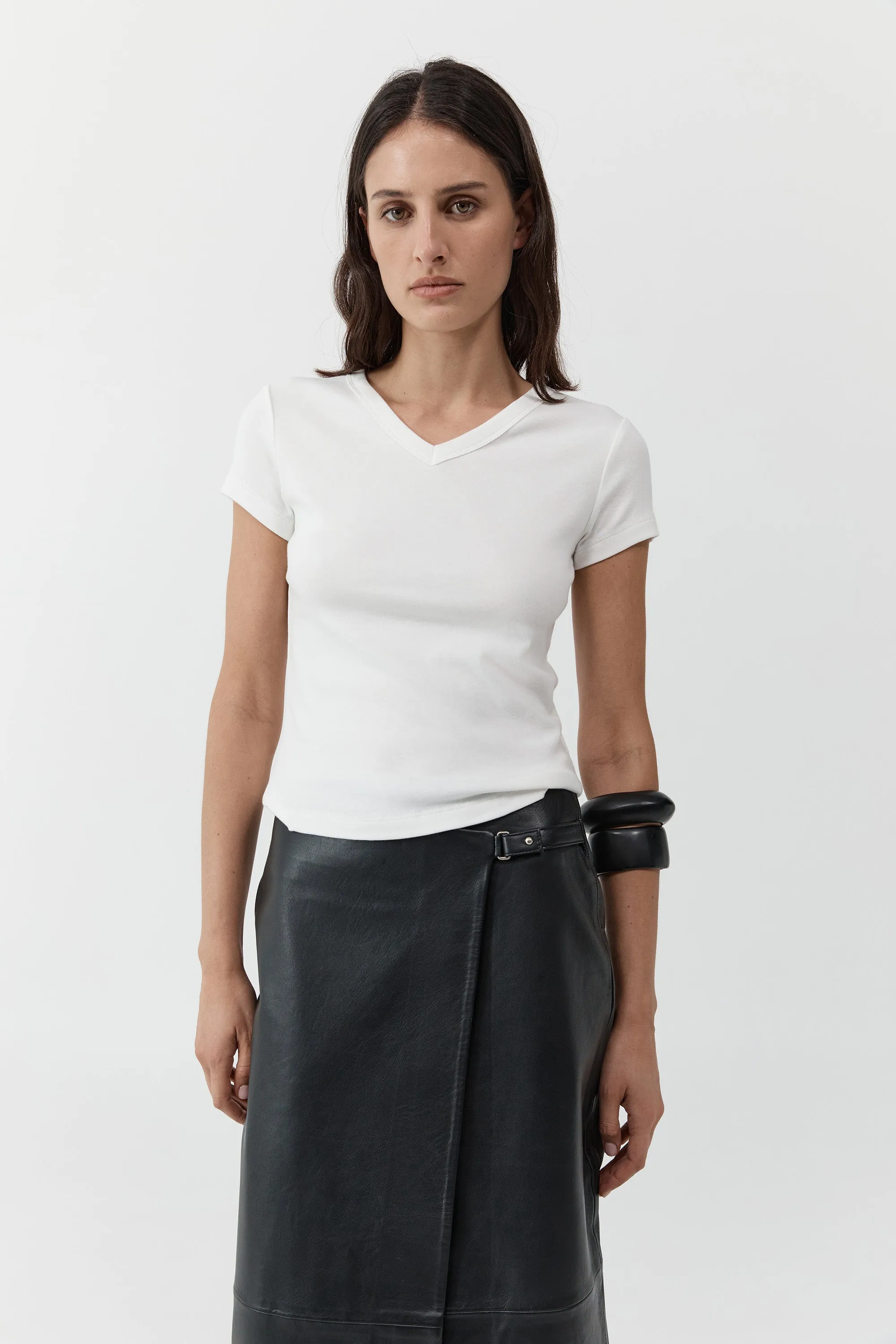 Organic Cotton V Neck Tee - White sold by St. Agni