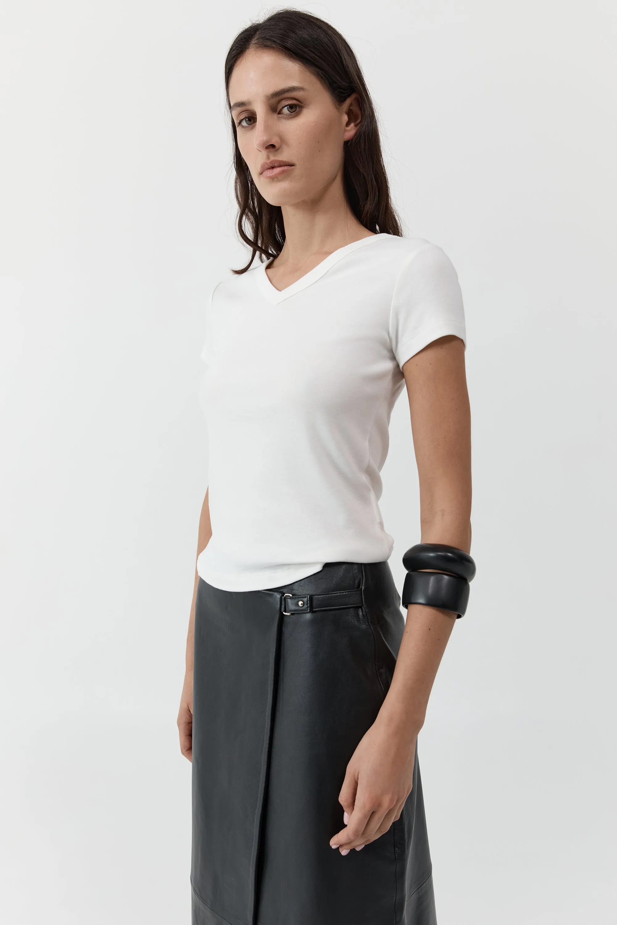 Organic Cotton V Neck Tee - White sold by St. Agni product image thumbnail 3