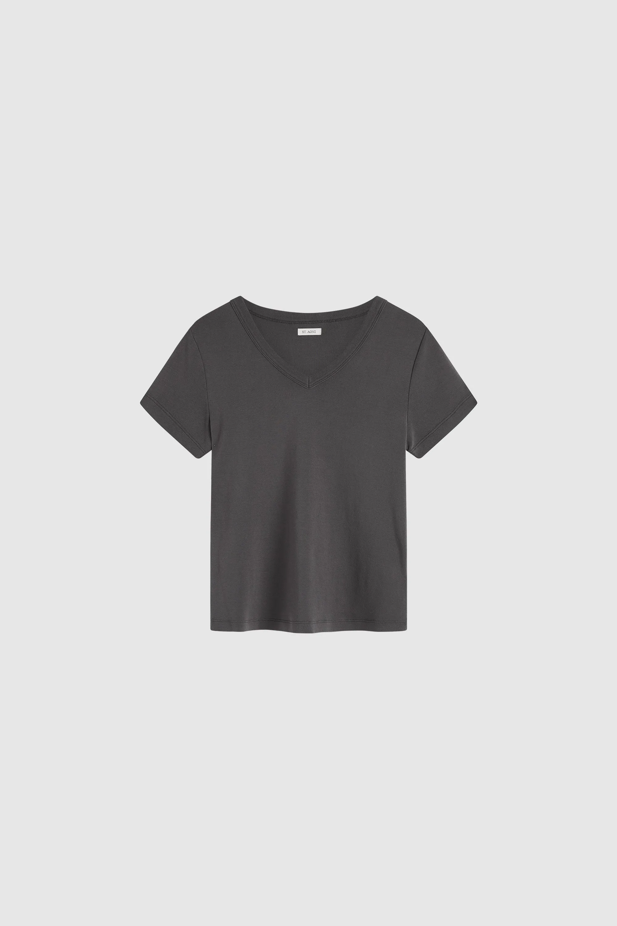 Organic Cotton V Neck Tee - Soot sold by St. Agni product image thumbnail 5