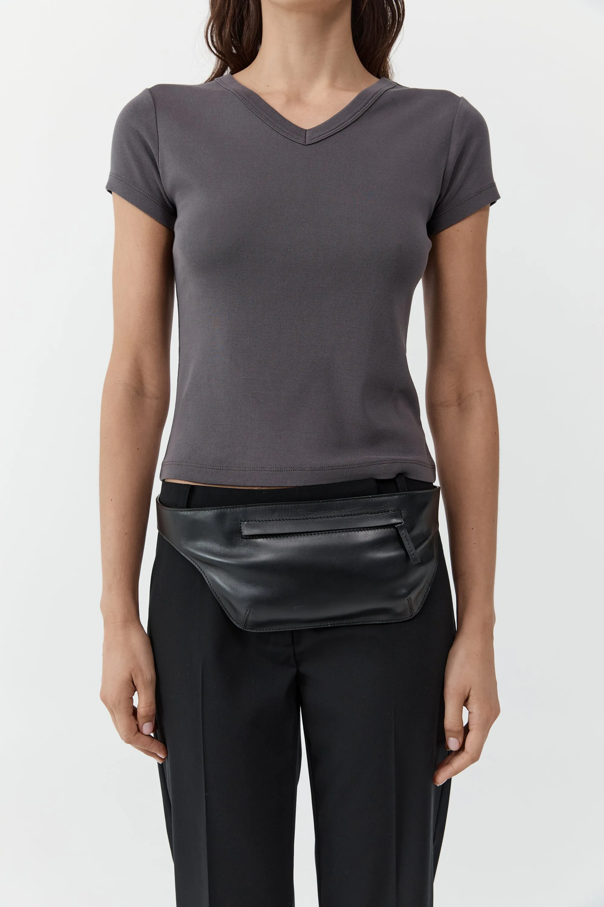 Organic Cotton V Neck Tee - Soot sold by St. Agni product image thumbnail 2