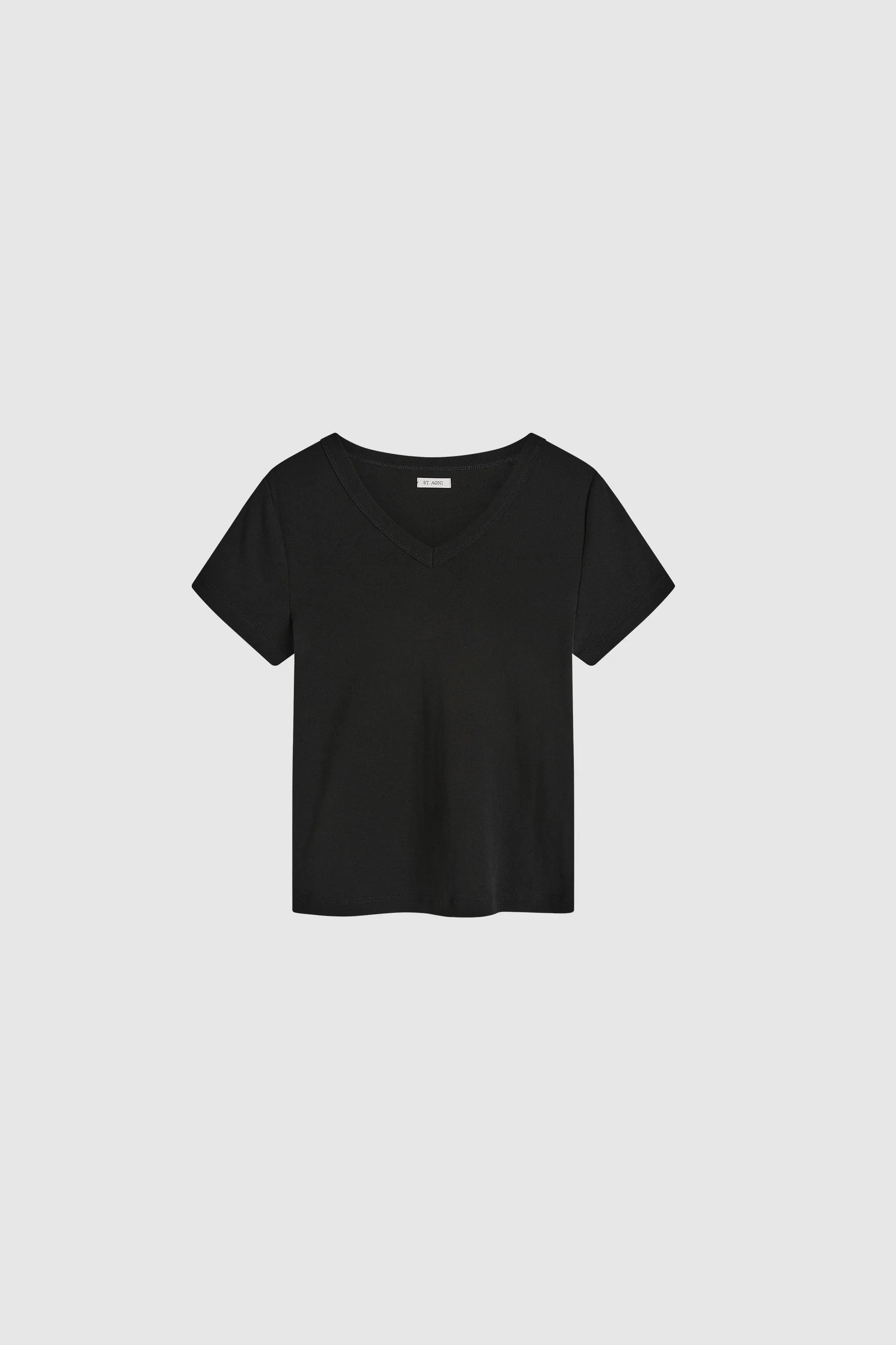 Organic Cotton V Neck Tee - Jet Black sold by St. Agni product image thumbnail 5