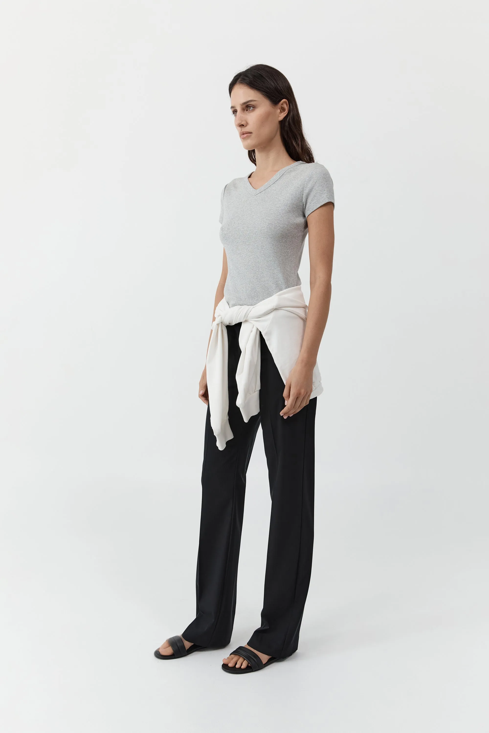 Organic Cotton V Neck Tee - Grey Marle sold by St. Agni product image thumbnail 3