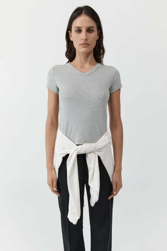 Organic Cotton V Neck Tee - Grey Marle sold by St. Agni
