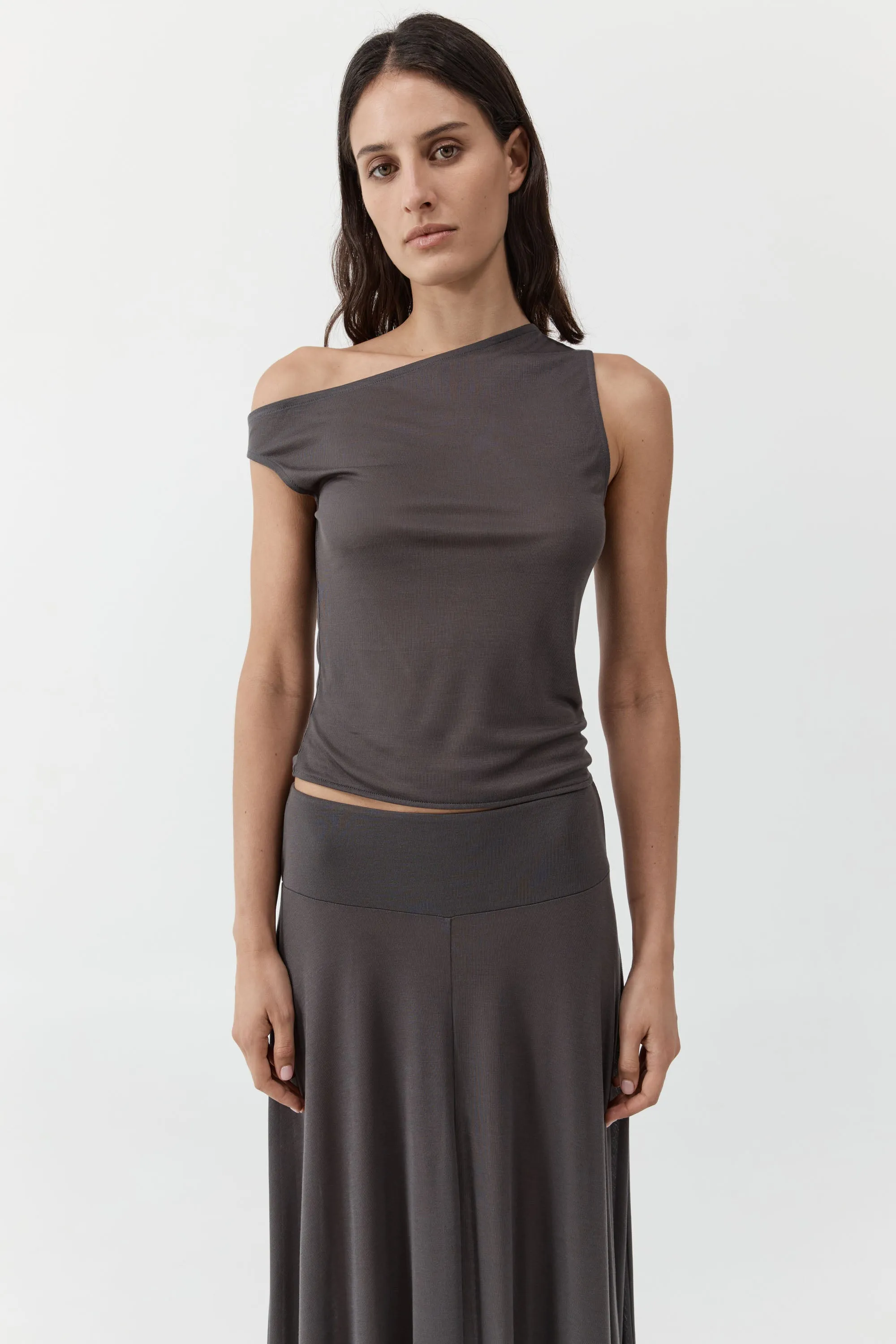 Fine Jersey Asymm Top - Soot sold by St. Agni