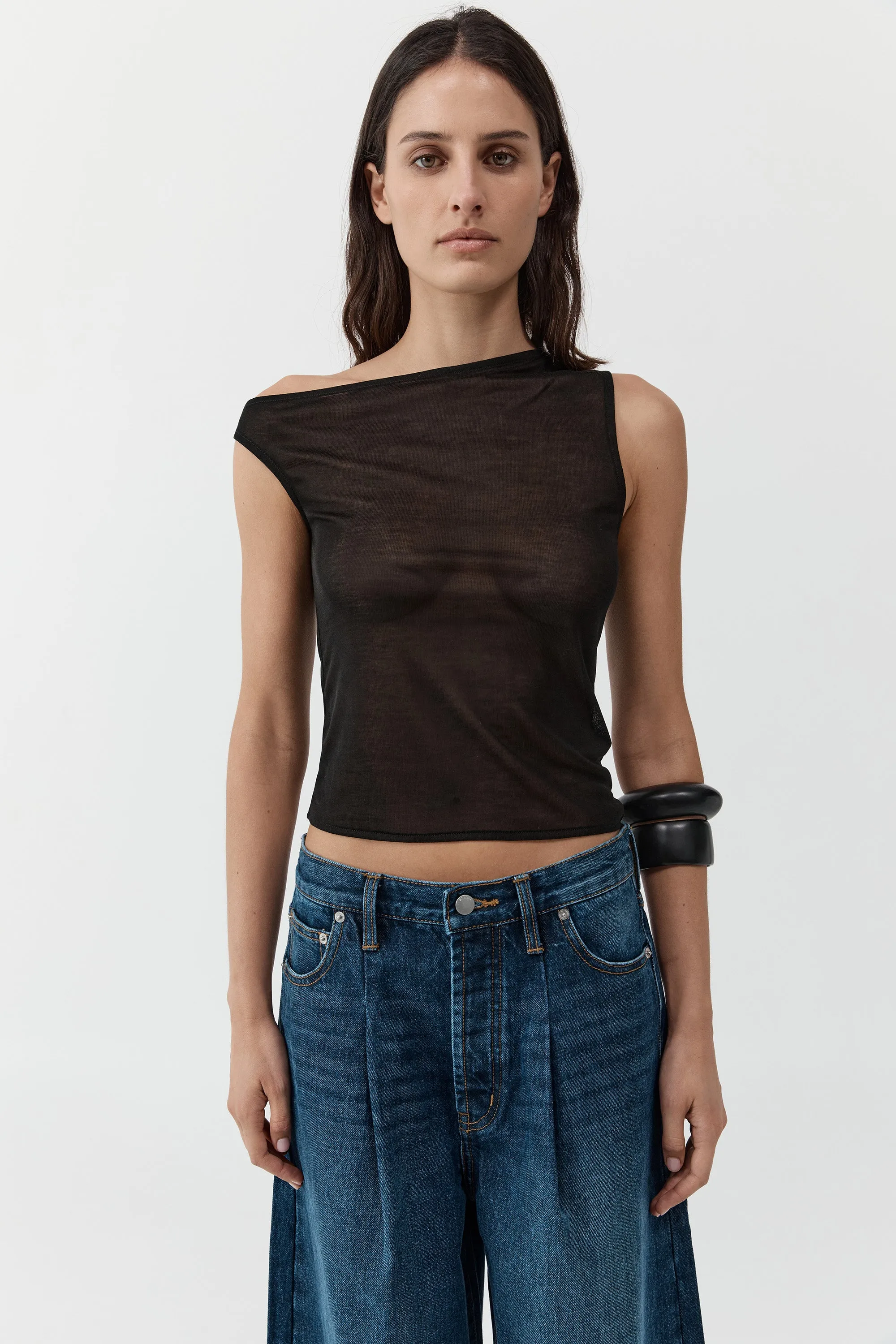 Fine Jersey Asymm Top - Black sold by St. Agni