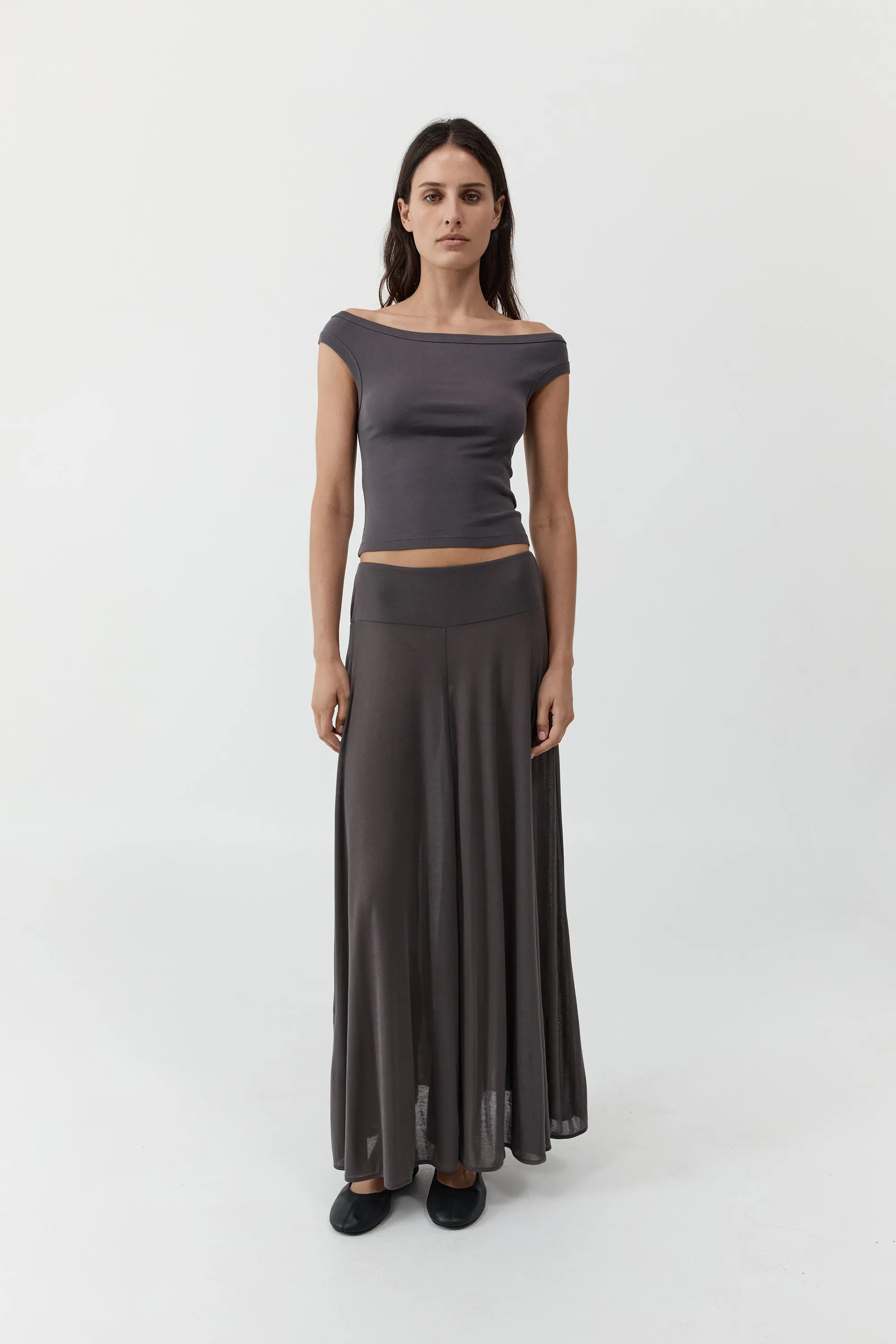Fluid Jersey Skirt - Soot sold by St. Agni product image thumbnail 5
