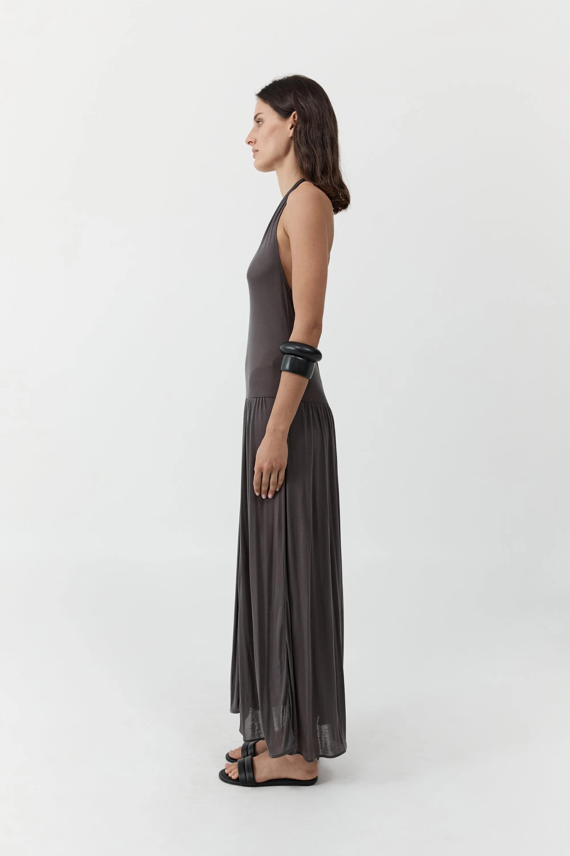 Fluid Jersey Halter Dress - Soot sold by St. Agni product image thumbnail 4