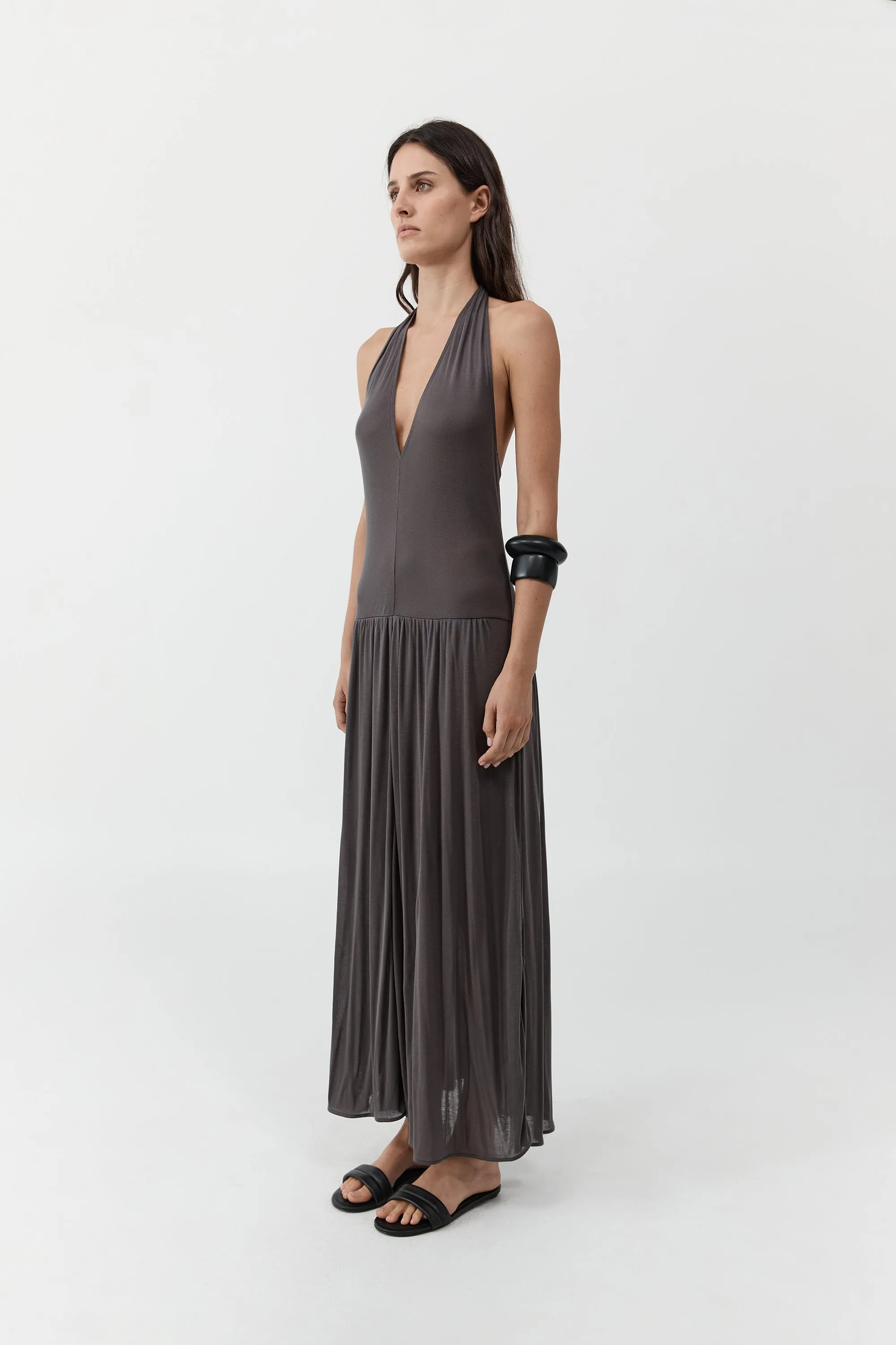 Fluid Jersey Halter Dress - Soot sold by St. Agni product image thumbnail 3