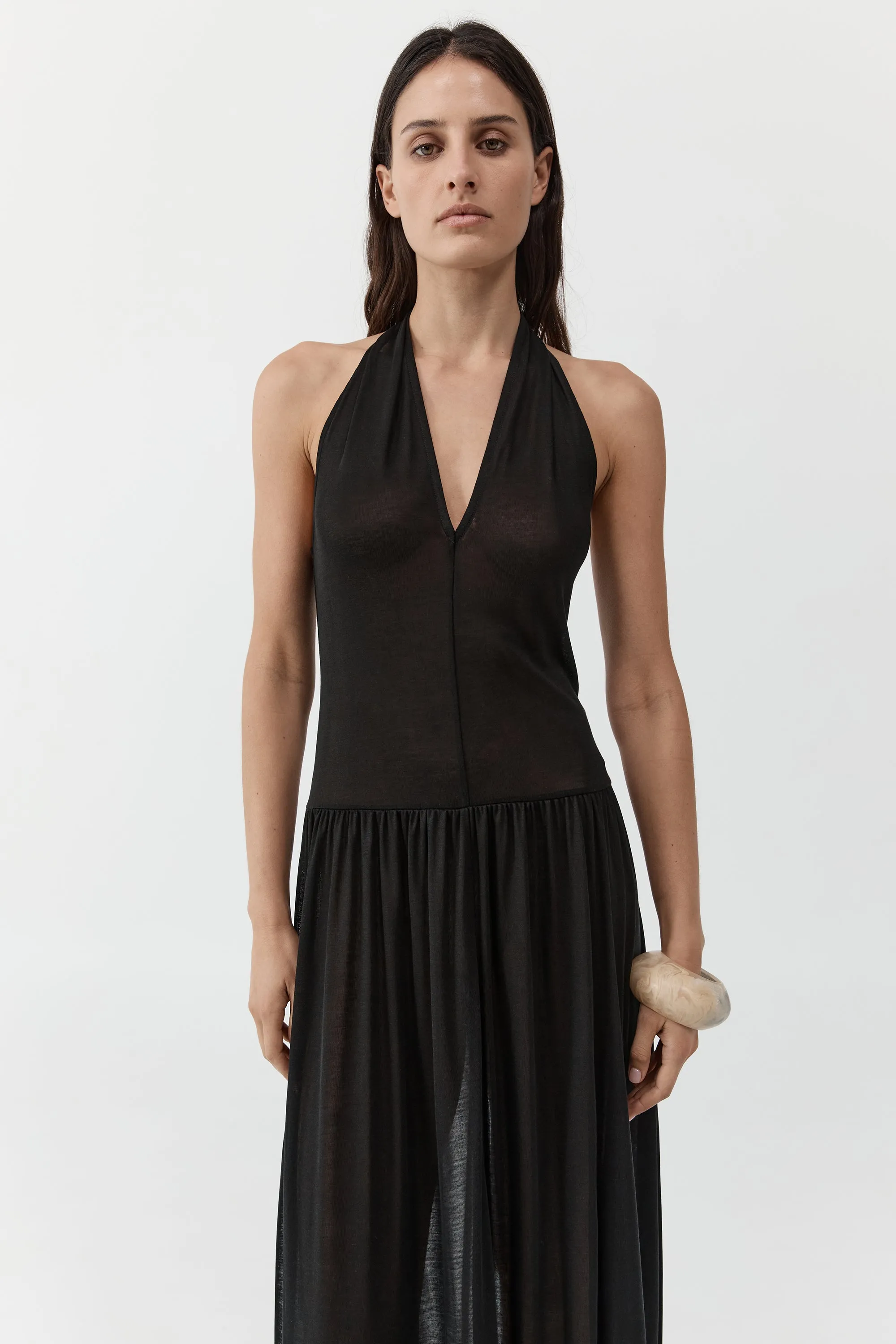 Fluid Jersey Halter Dress - Black sold by St. Agni product image thumbnail 3