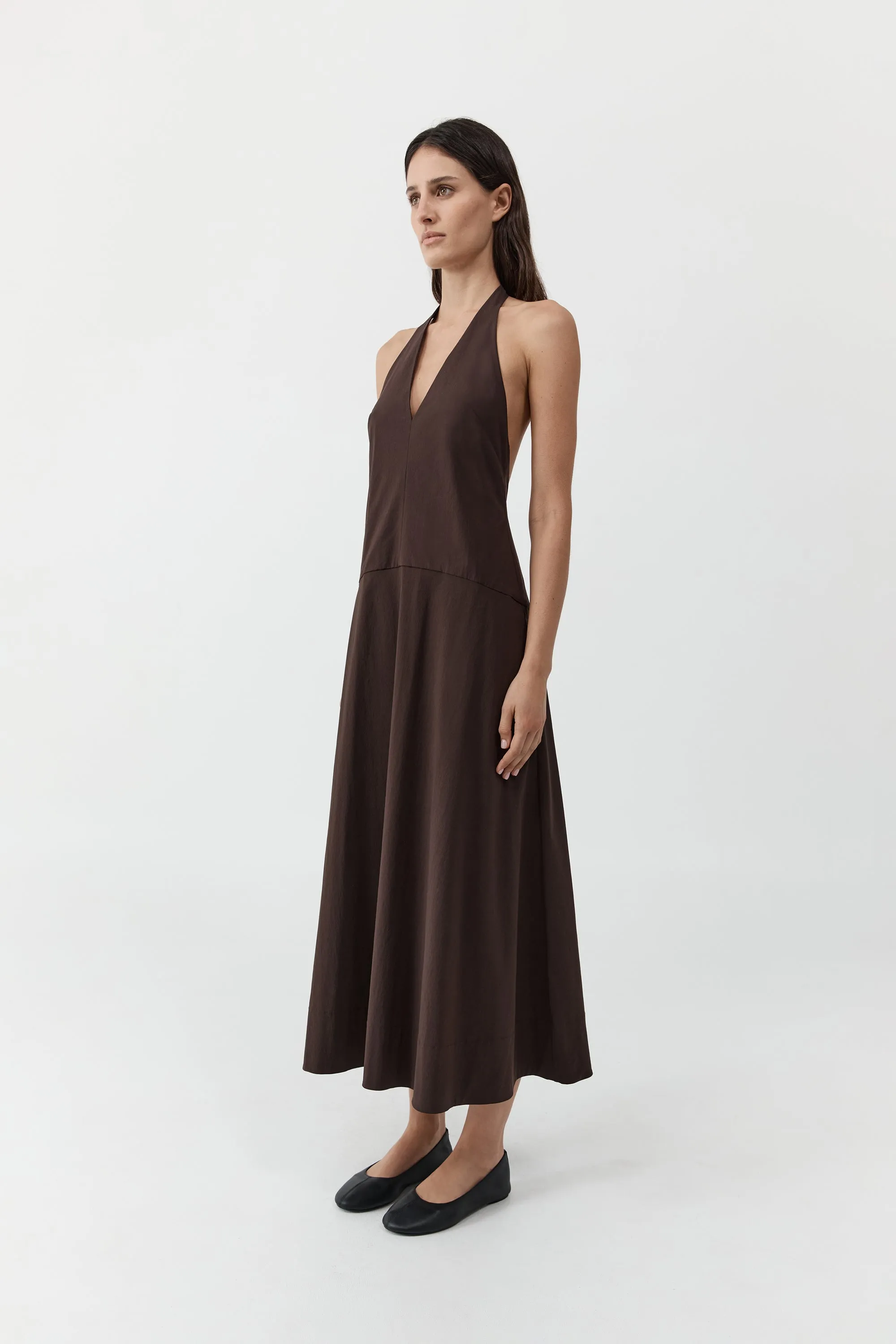 Halter Plunge Dress - Bark sold by St. Agni product image thumbnail 5
