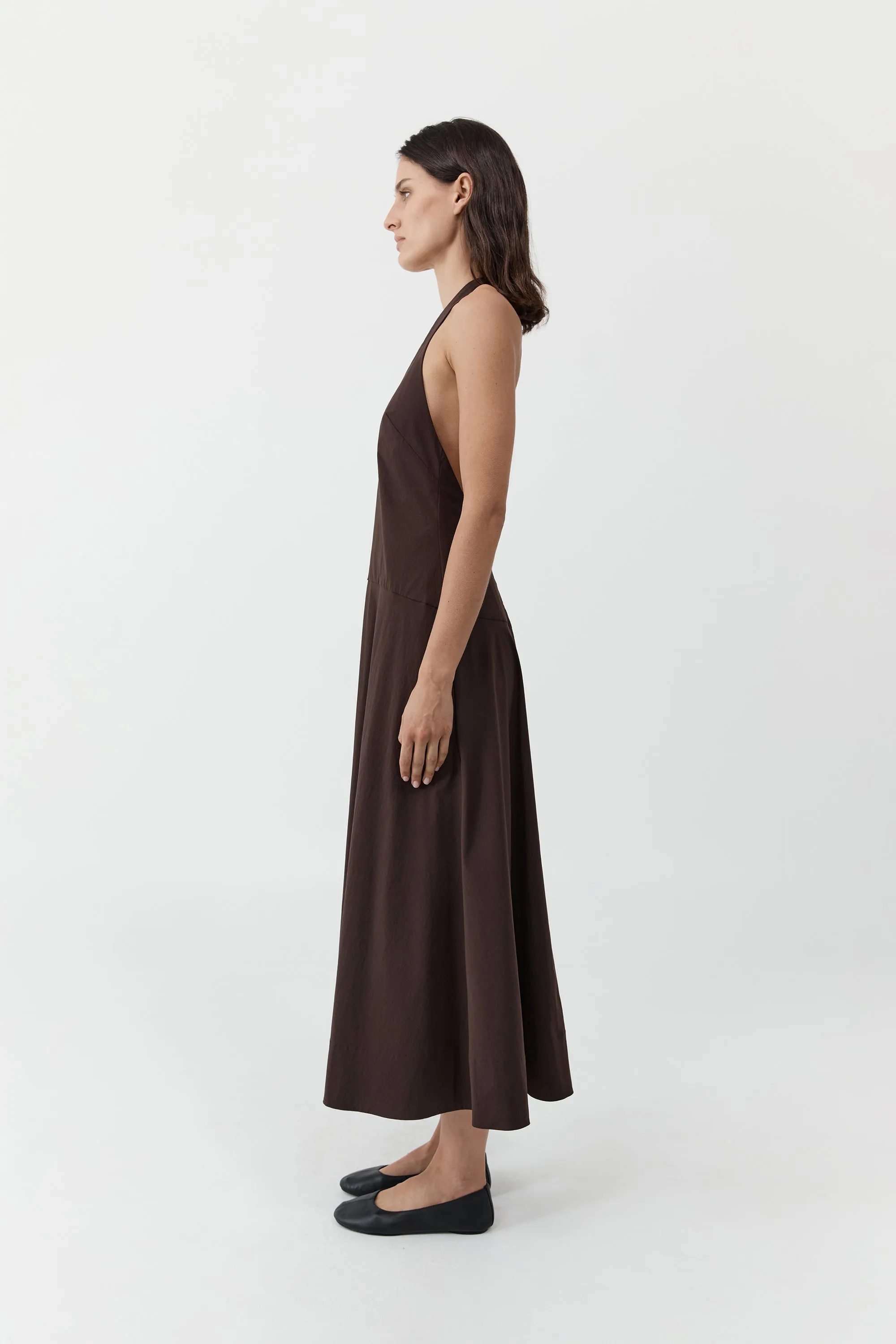 Halter Plunge Dress - Bark sold by St. Agni product image thumbnail 3