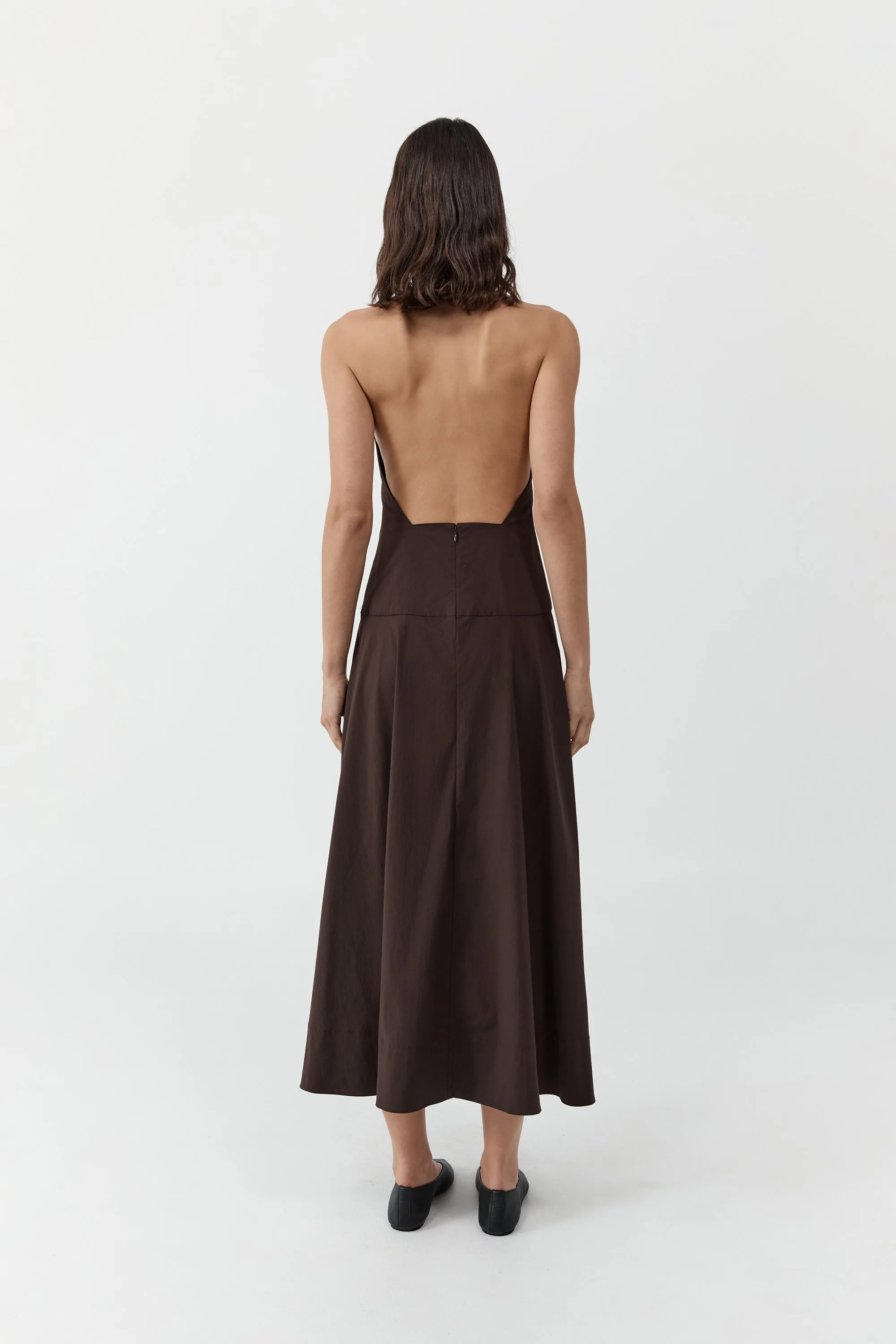 Halter Plunge Dress - Bark sold by St. Agni product image thumbnail 4