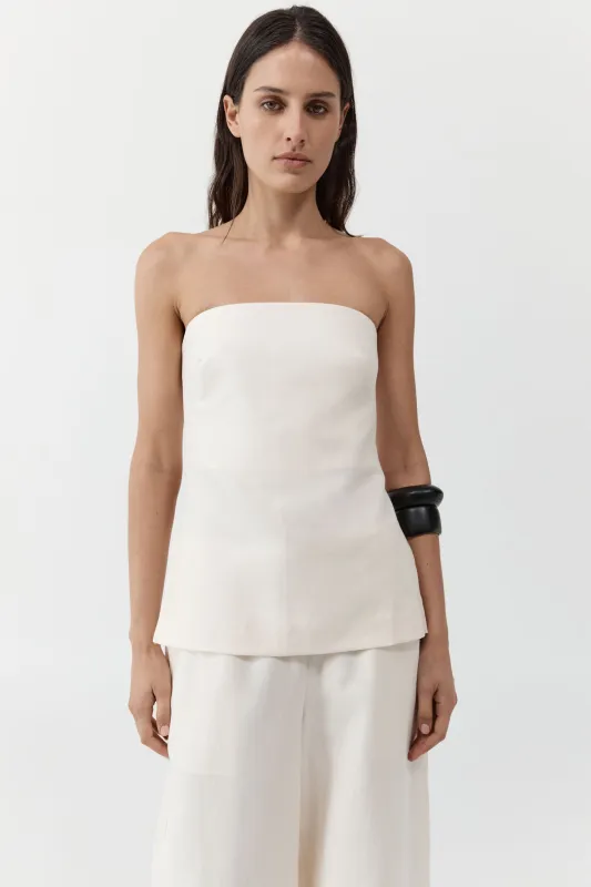 Strapless Rouleau Tie Top - Ivory made by St. Agni