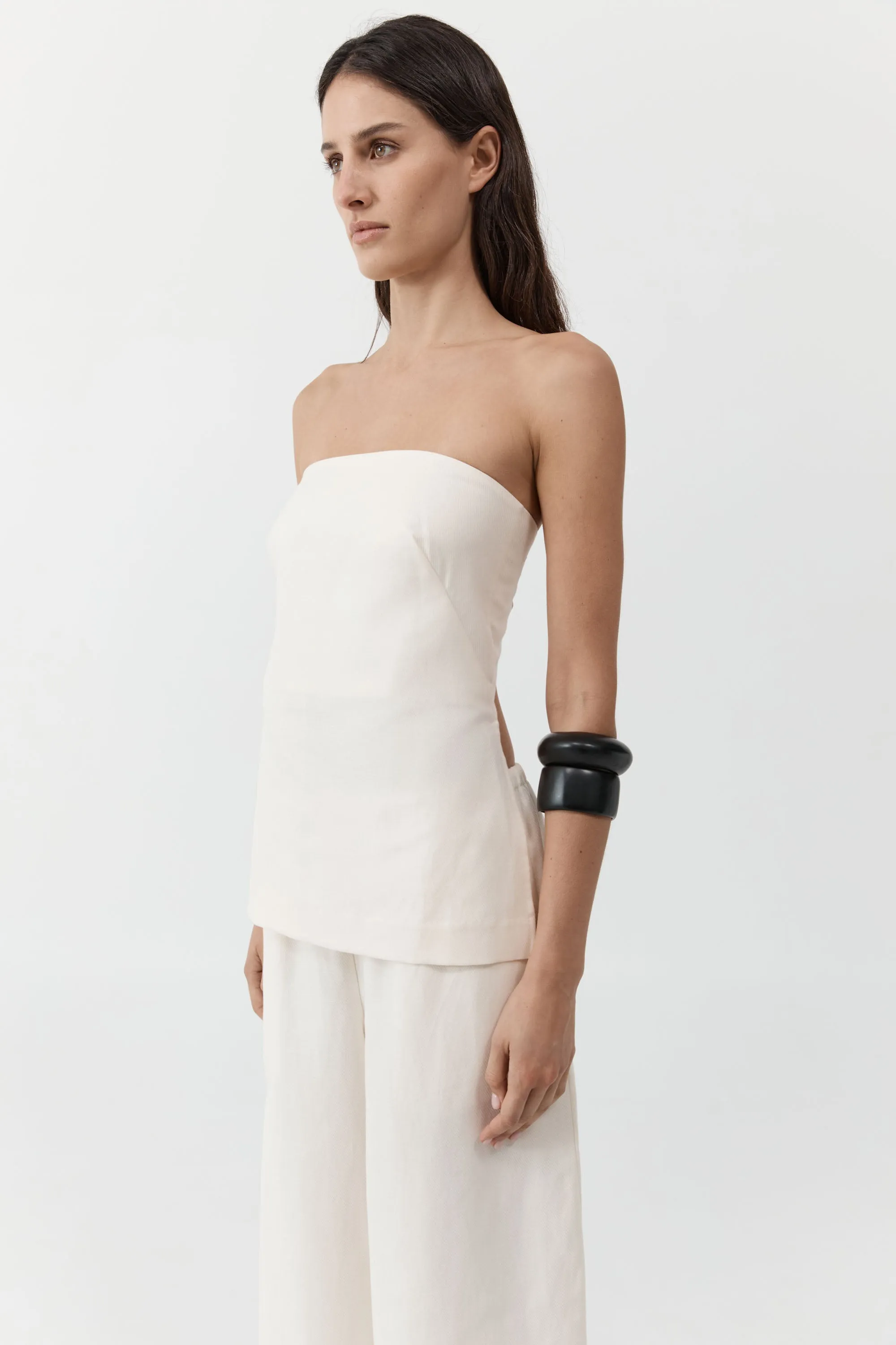 Strapless Rouleau Tie Top - Ivory sold by St. Agni product image thumbnail 3