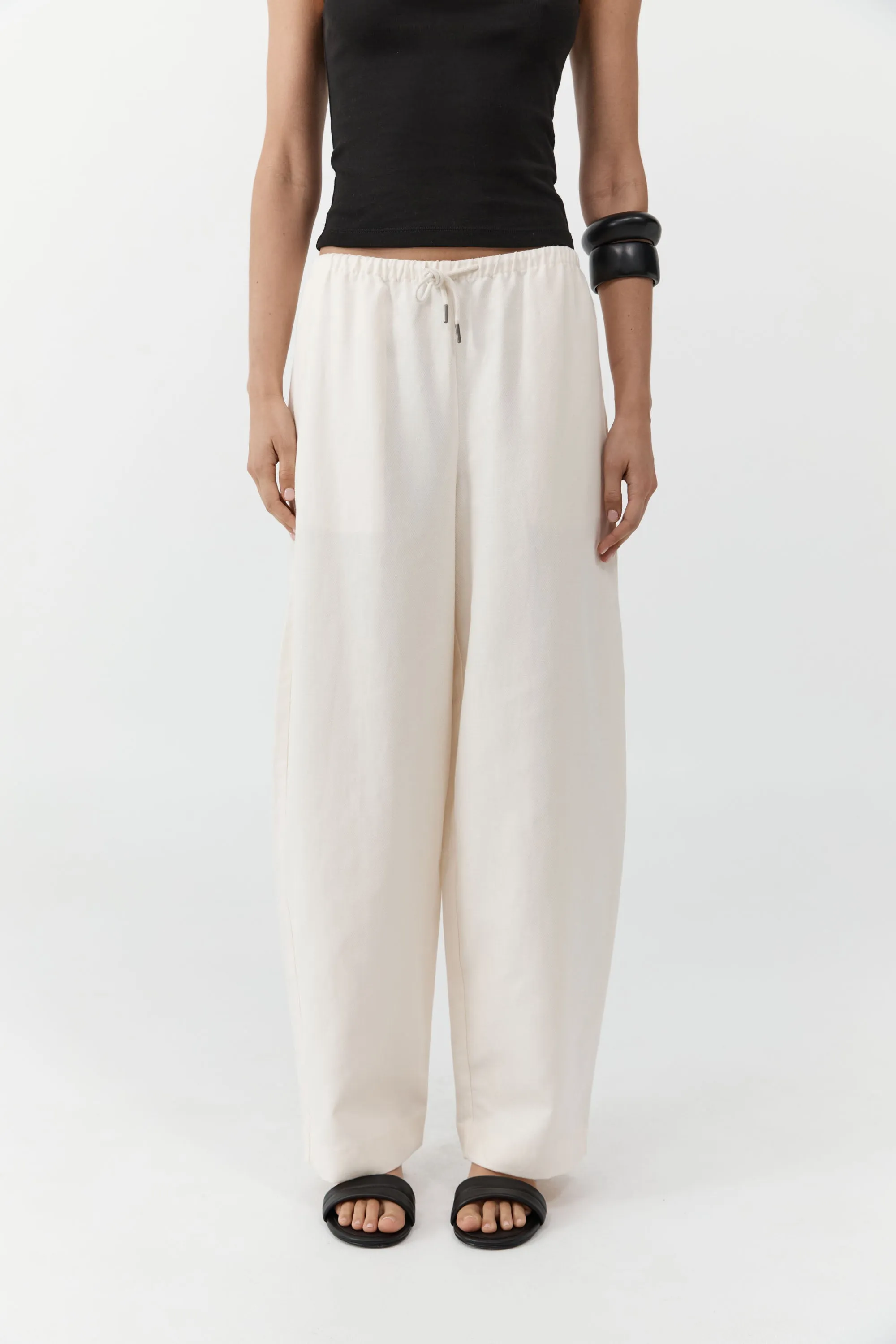 Fine Drawstring Relaxed Pants - Ivory sold by St. Agni product image thumbnail 2