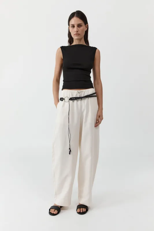 Fine Drawstring Relaxed Pants - Ivory made by St. Agni