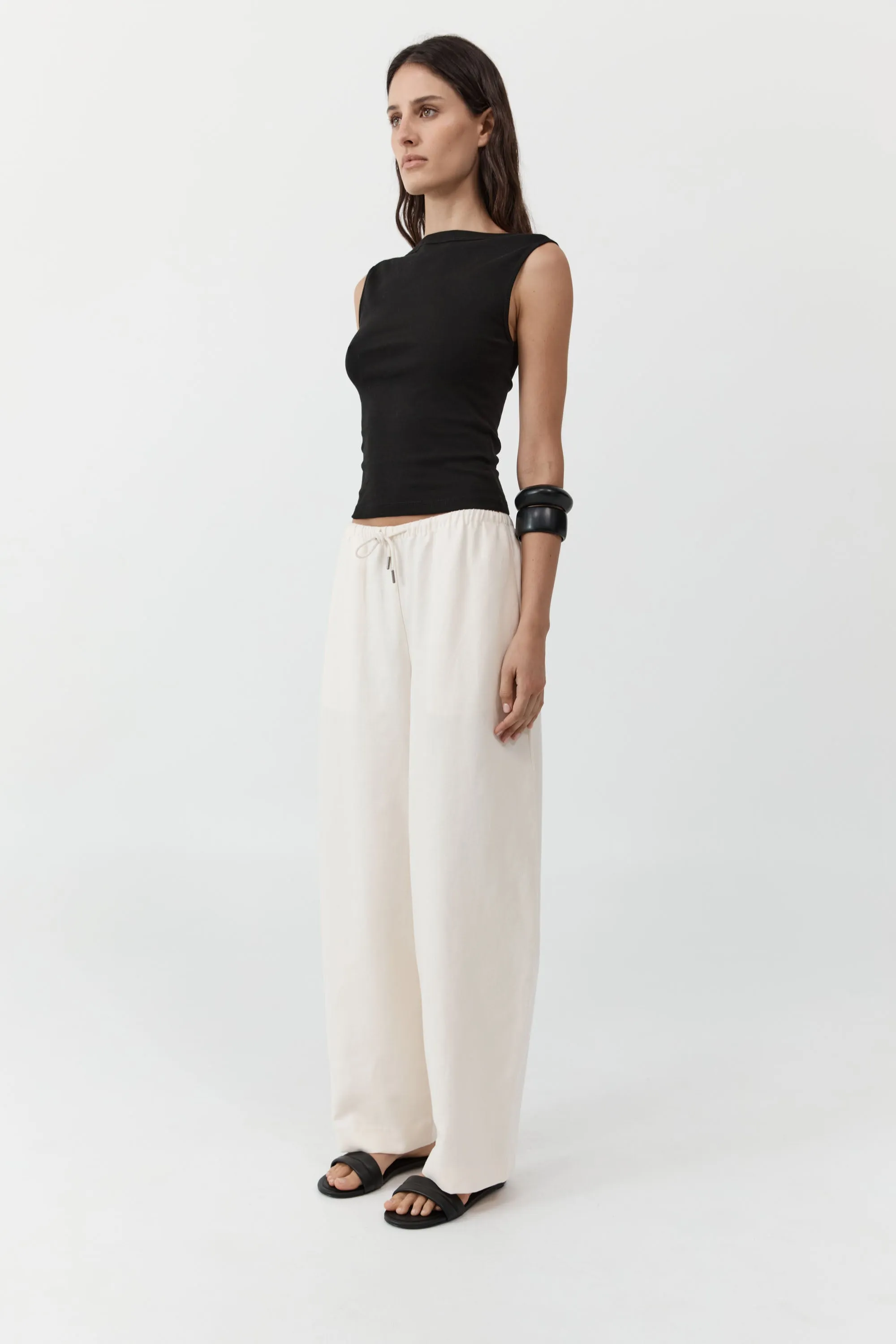 Fine Drawstring Relaxed Pants - Ivory sold by St. Agni product image thumbnail 5