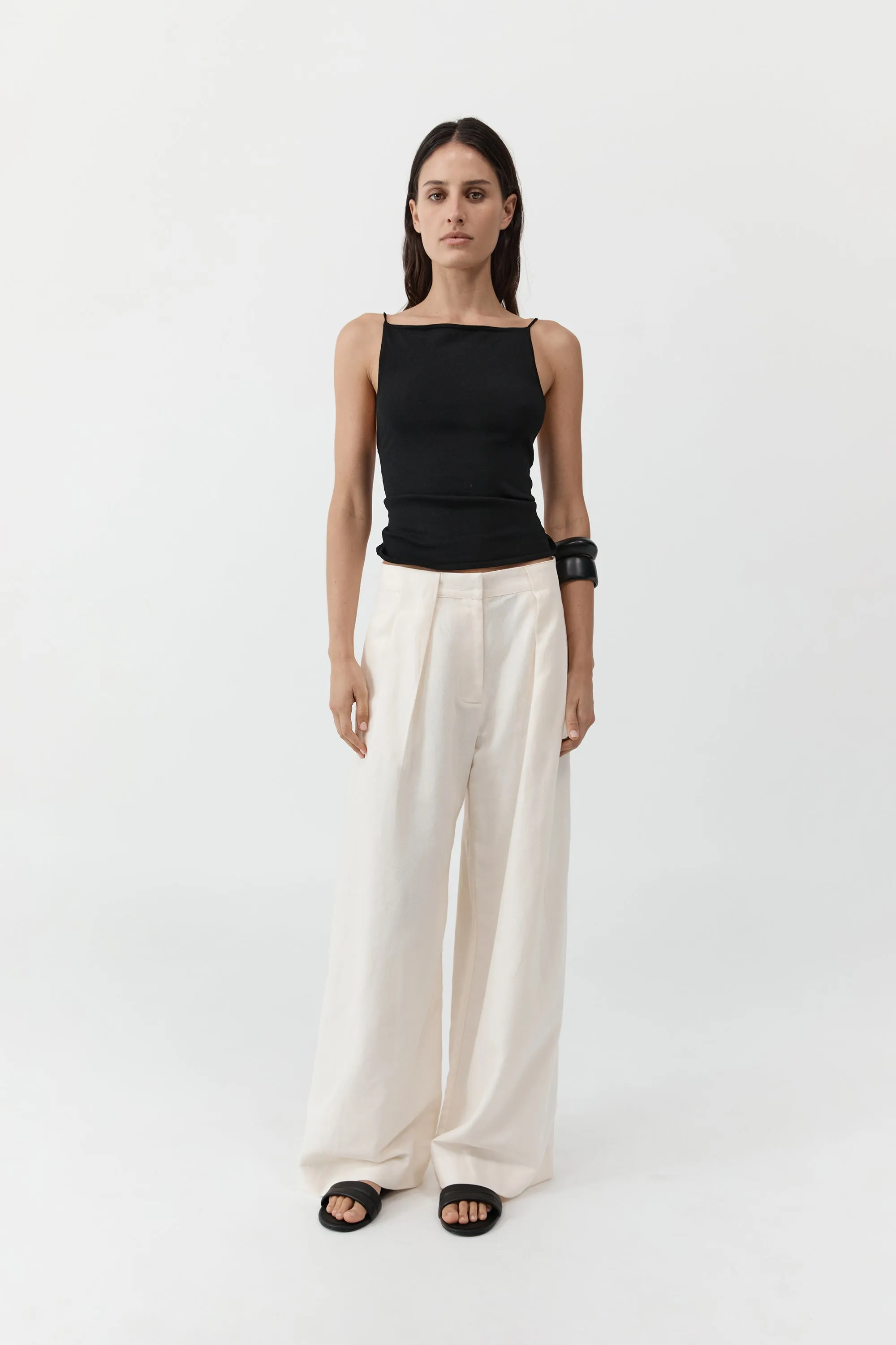 Pleat Loop Pants - Ivory sold by St. Agni