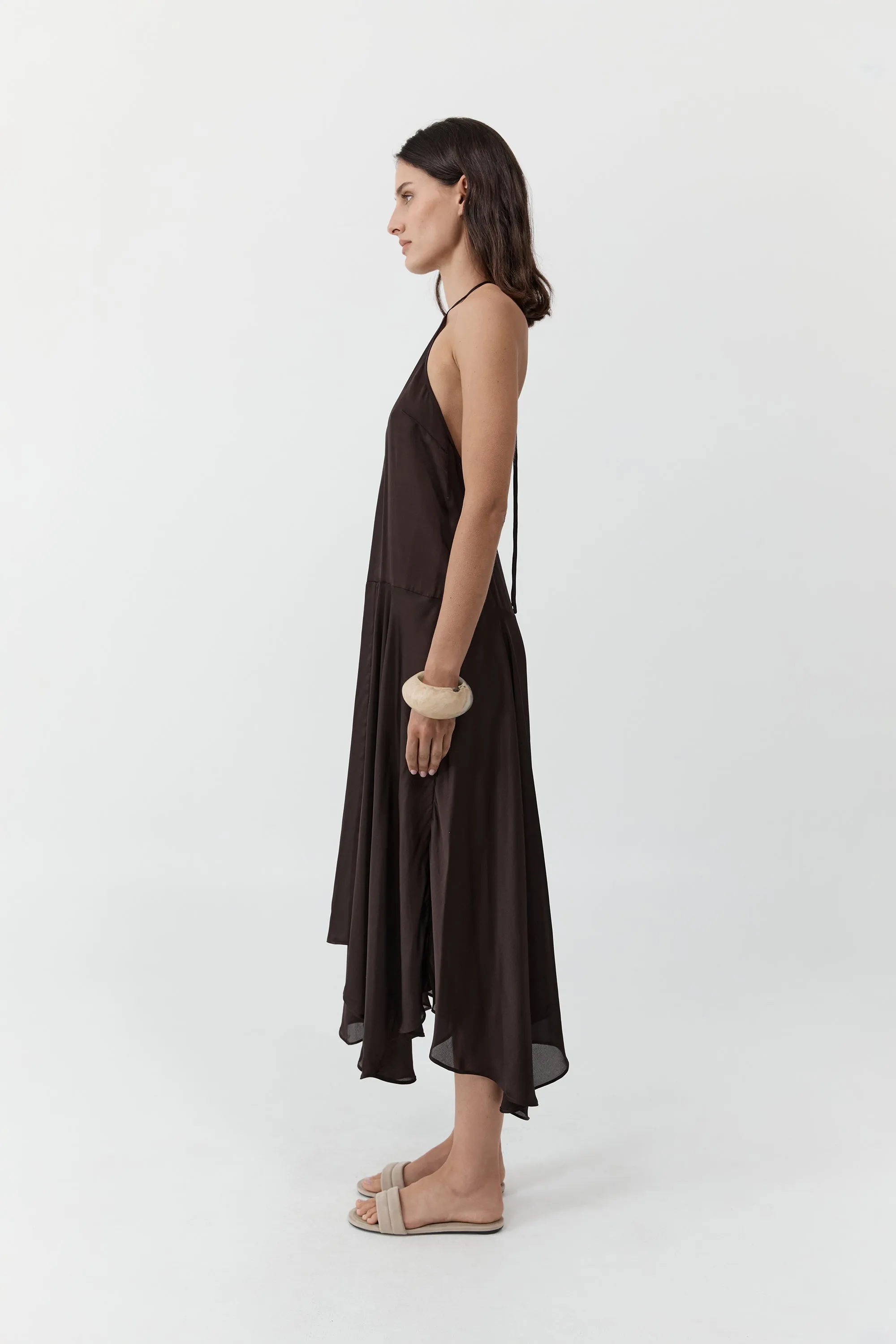 Silk Handkerchief Halter Dress - Bark sold by St. Agni product image thumbnail 4