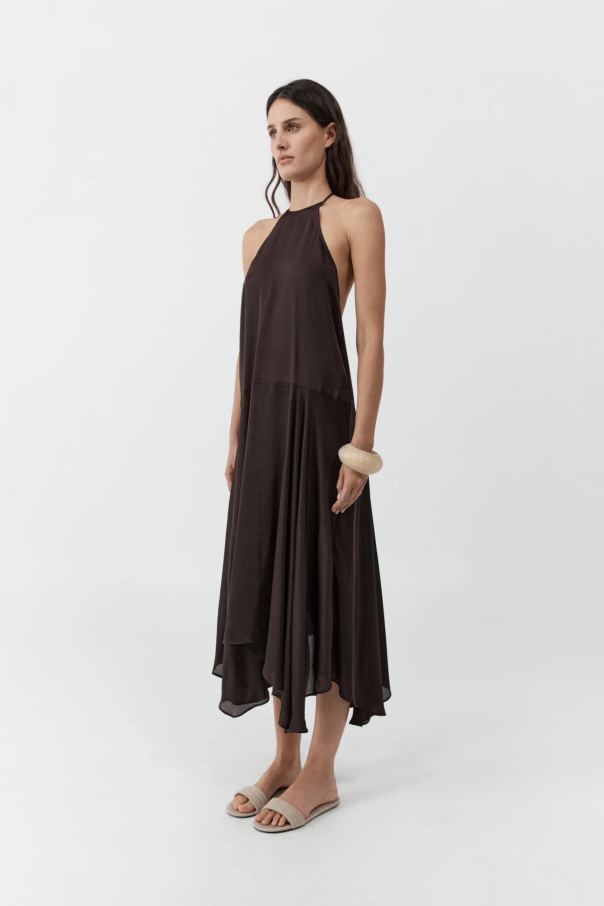 Silk Handkerchief Halter Dress - Bark sold by St. Agni product image thumbnail 3