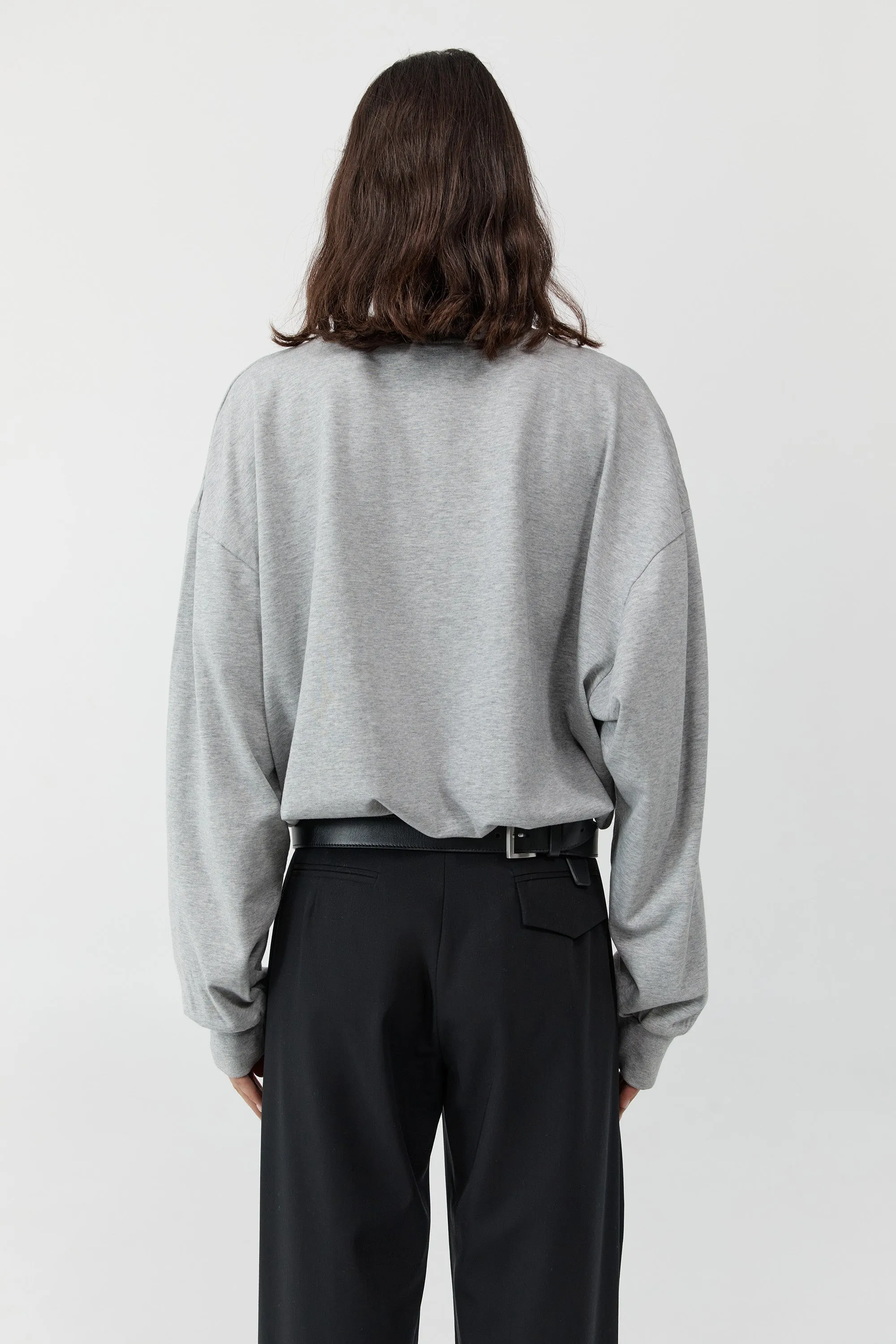 PRE-ORDER: Drawstring Long Sleeve Top - Light Grey Marle sold by St. Agni product image thumbnail 3