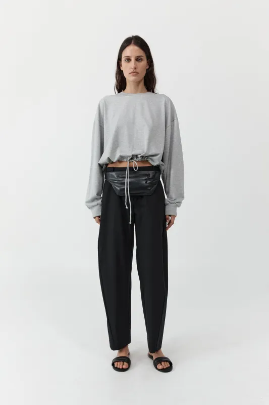 PRE-ORDER: Drawstring Long Sleeve Top - Light Grey Marle made by St. Agni