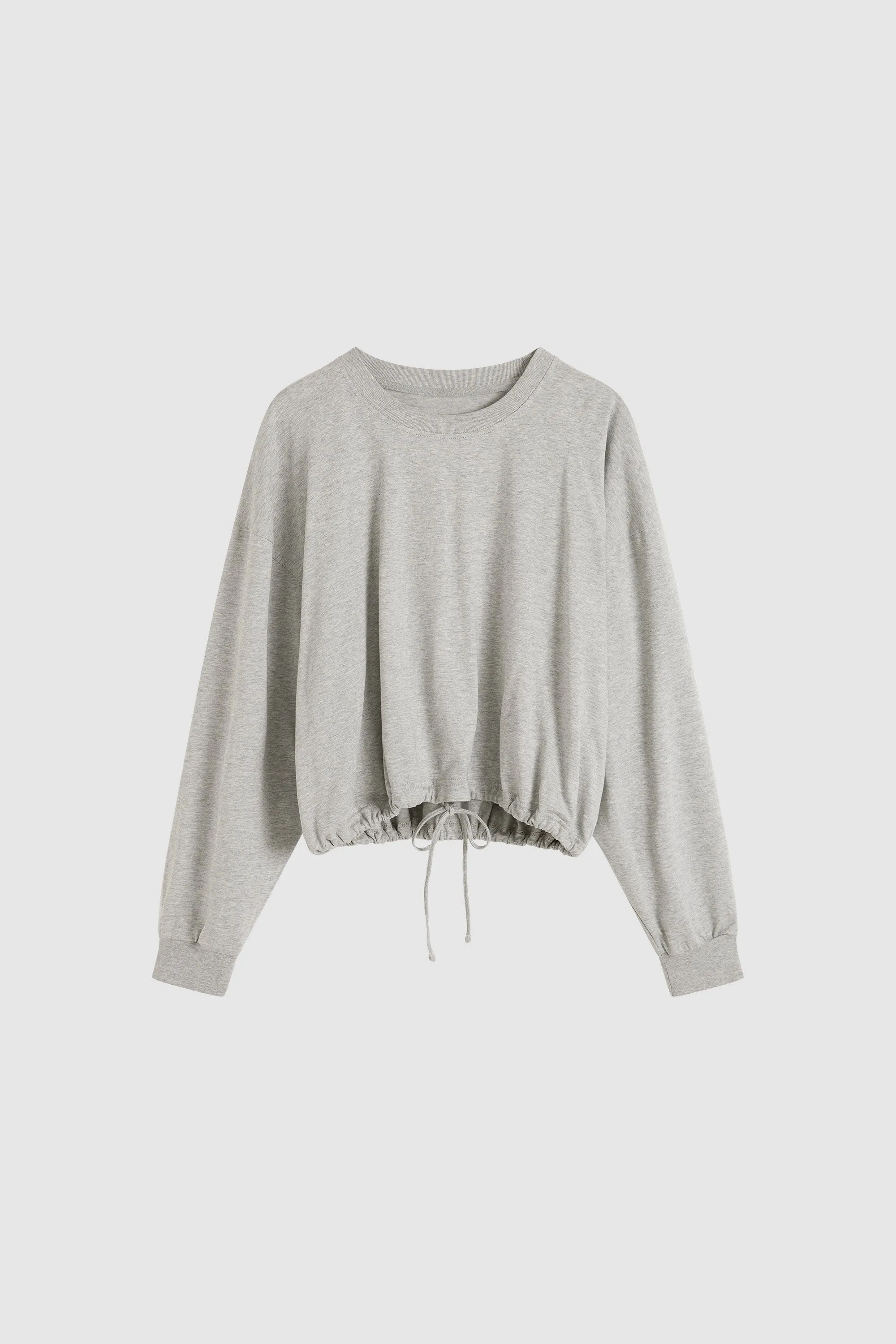 PRE-ORDER: Drawstring Long Sleeve Top - Light Grey Marle sold by St. Agni product image thumbnail 4