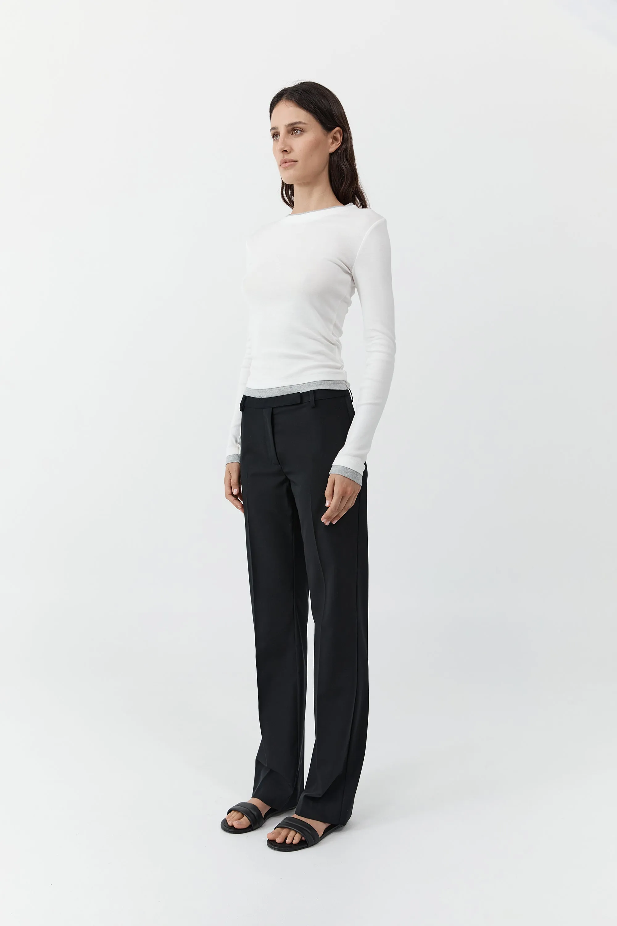 Organic Cotton Layered Long Sleeve Top - White sold by St. Agni product image thumbnail 3