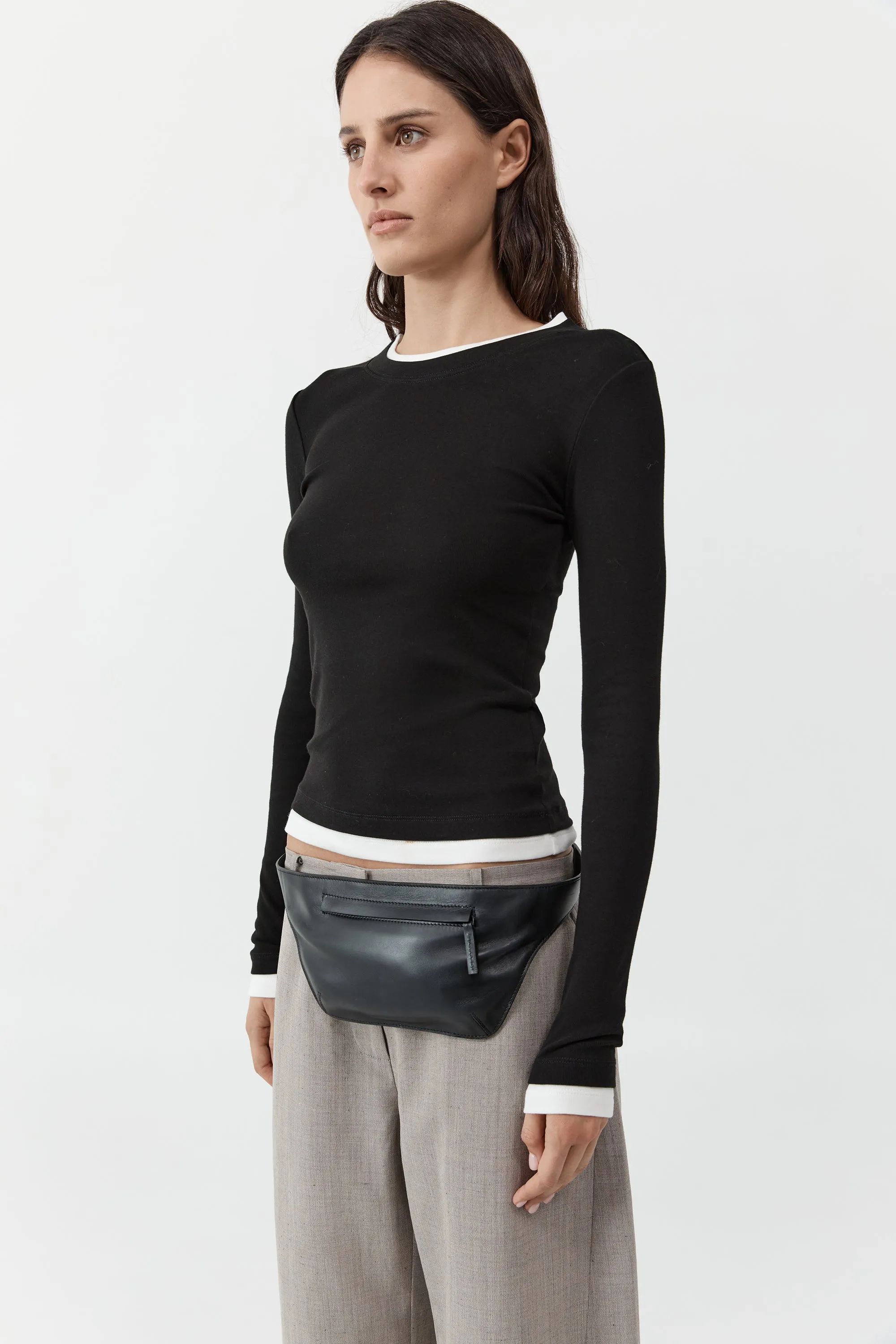Organic Cotton Layered Long Sleeve Top - Jet Black sold by St. Agni product image thumbnail 3