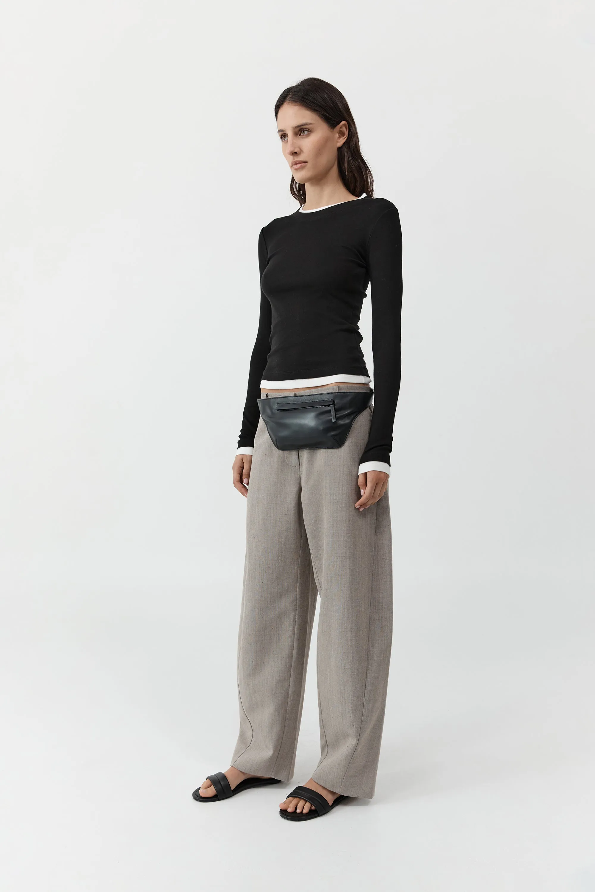 Organic Cotton Layered Long Sleeve Top - Jet Black sold by St. Agni product image thumbnail 5